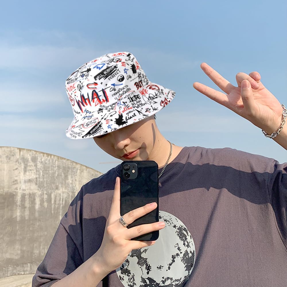 Packable Reversible Printed Bucket Hat Unisex for Men Women Beach Fisherman Cap