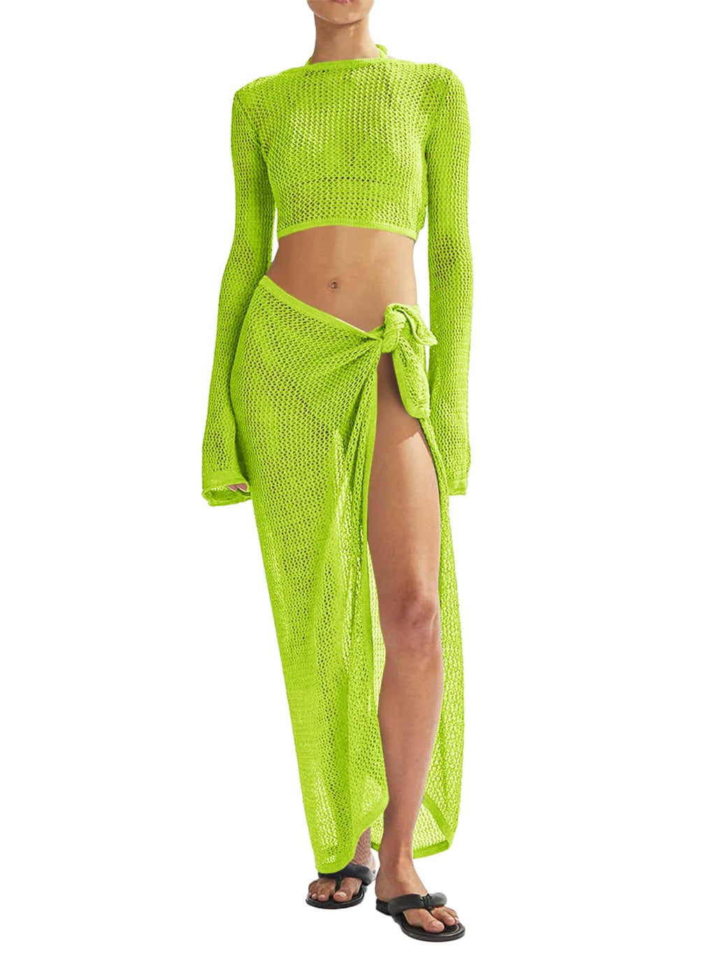Women's Swimsuits Cover Ups Set for Crochet Bathing Suit Hollow Out 2 Piece Bikini Coverup Beach Swimwear