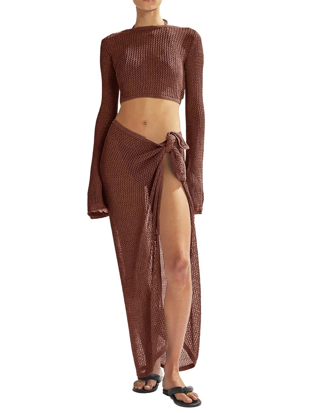 Women's Swimsuits Cover Ups Set for Crochet Bathing Suit Hollow Out 2 Piece Bikini Coverup Beach Swimwear
