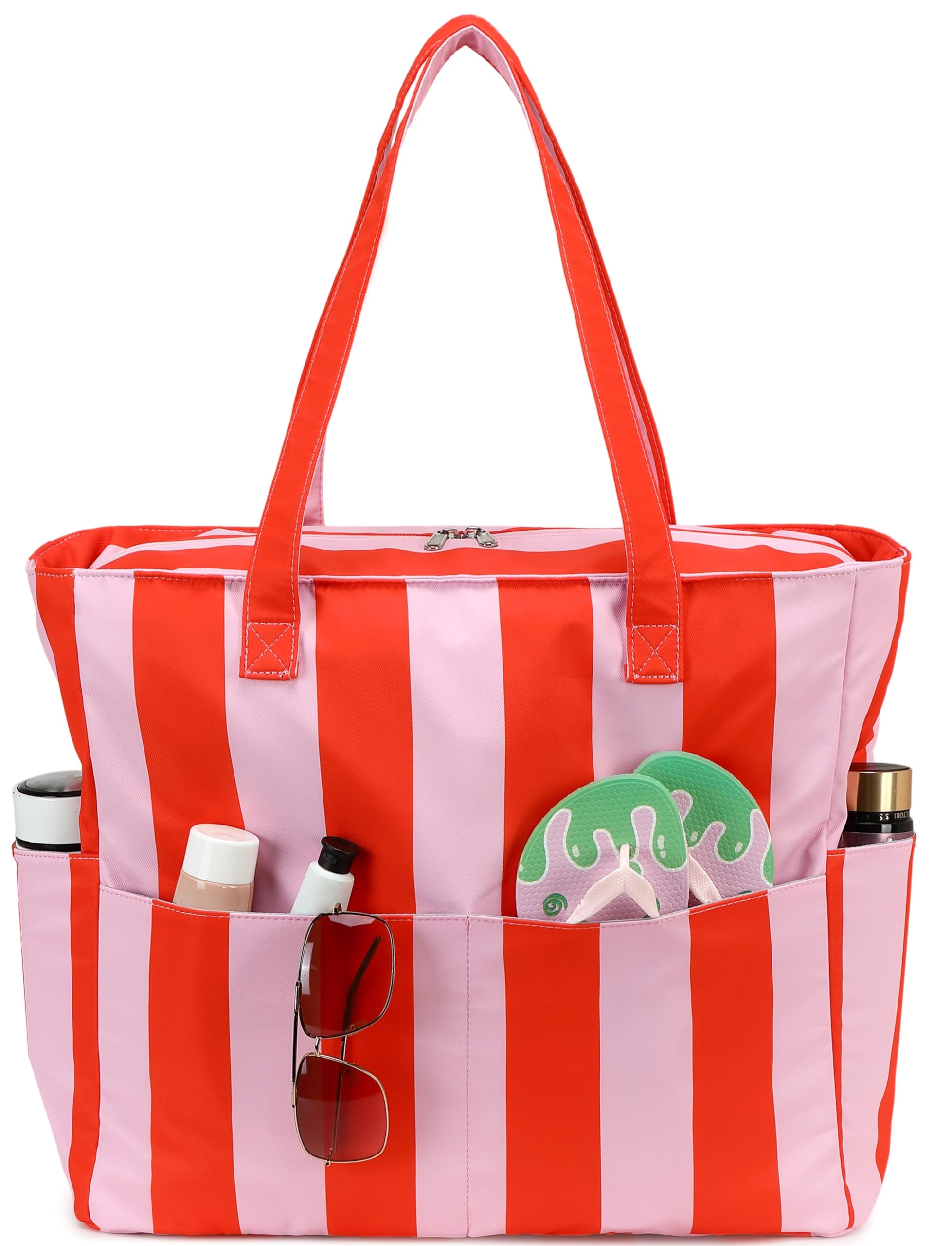 LEDAOU Large Beach Bag Women Waterproof Sandproof Zipper Beach Tote Pool Bag for Swim Gym Grocery Travel with Wet Pocket | Waterproof
