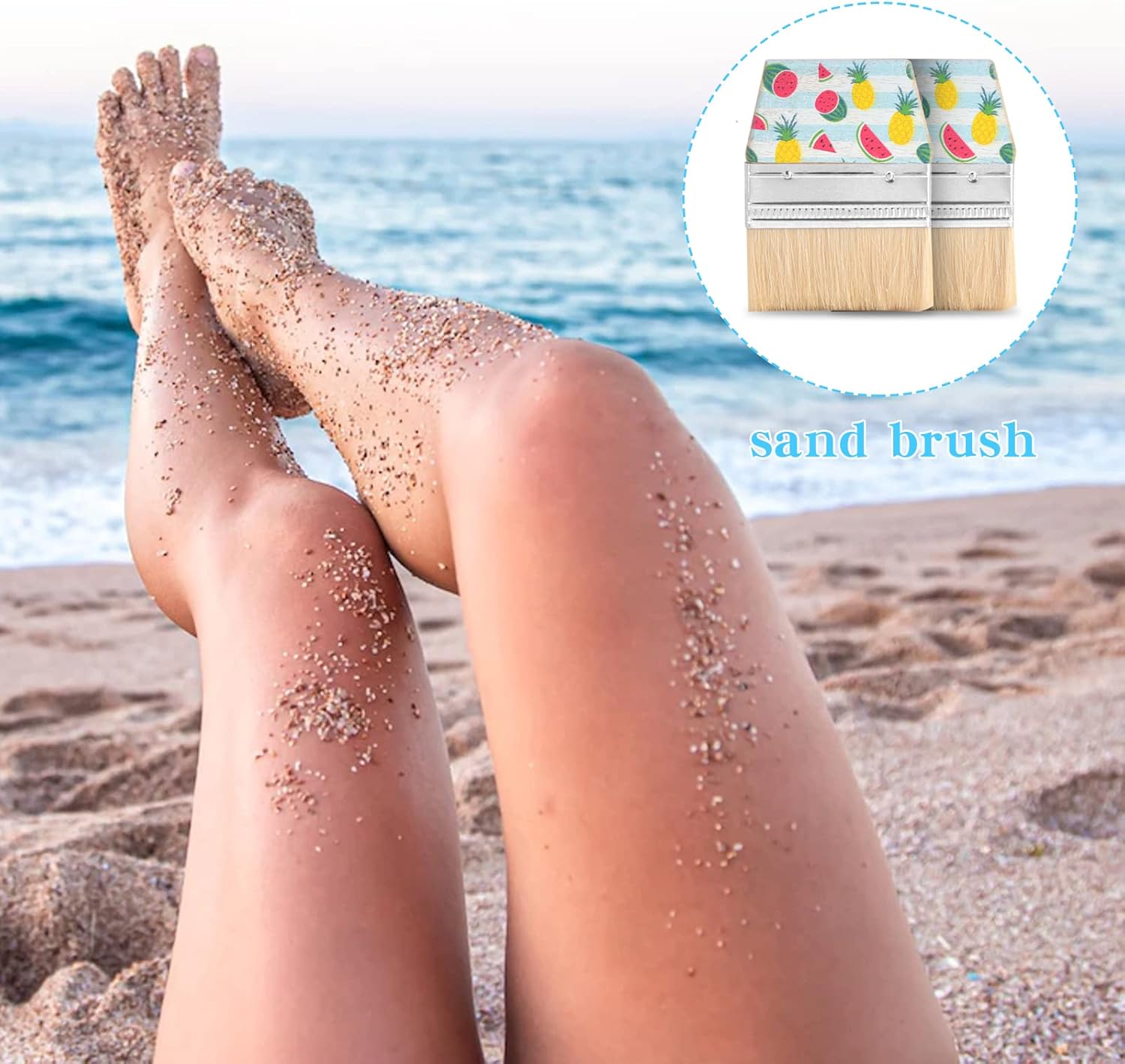 WANGDEFA Sand Beach Cleaning Brush Body Skin Feet Sand Remover for Beach Volleyball Sandboxes Beach Events Water Activities Sand Occasion (Fruit)