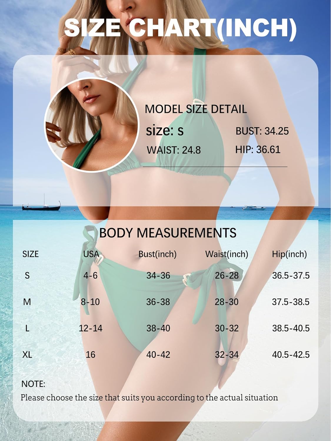 swimall Women's Bikini Set Ruched Two Piece Swimsuit Triangle Tie Gold Sliding Ring Bathing Suit