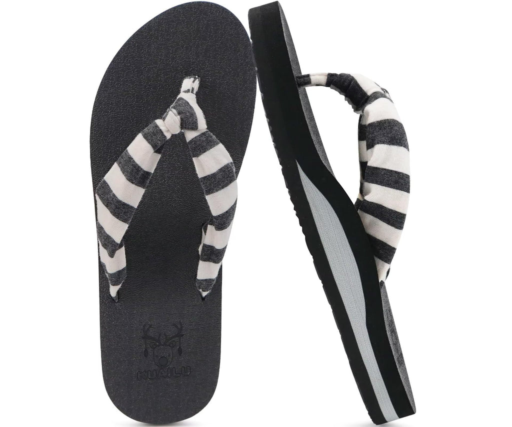 KuaiLu Flip Flops for Women with Arch Support Yoga Mat Comfortable Summer Beach Walking Thong Cushion Sandals Slip On Indoor Outdoor
