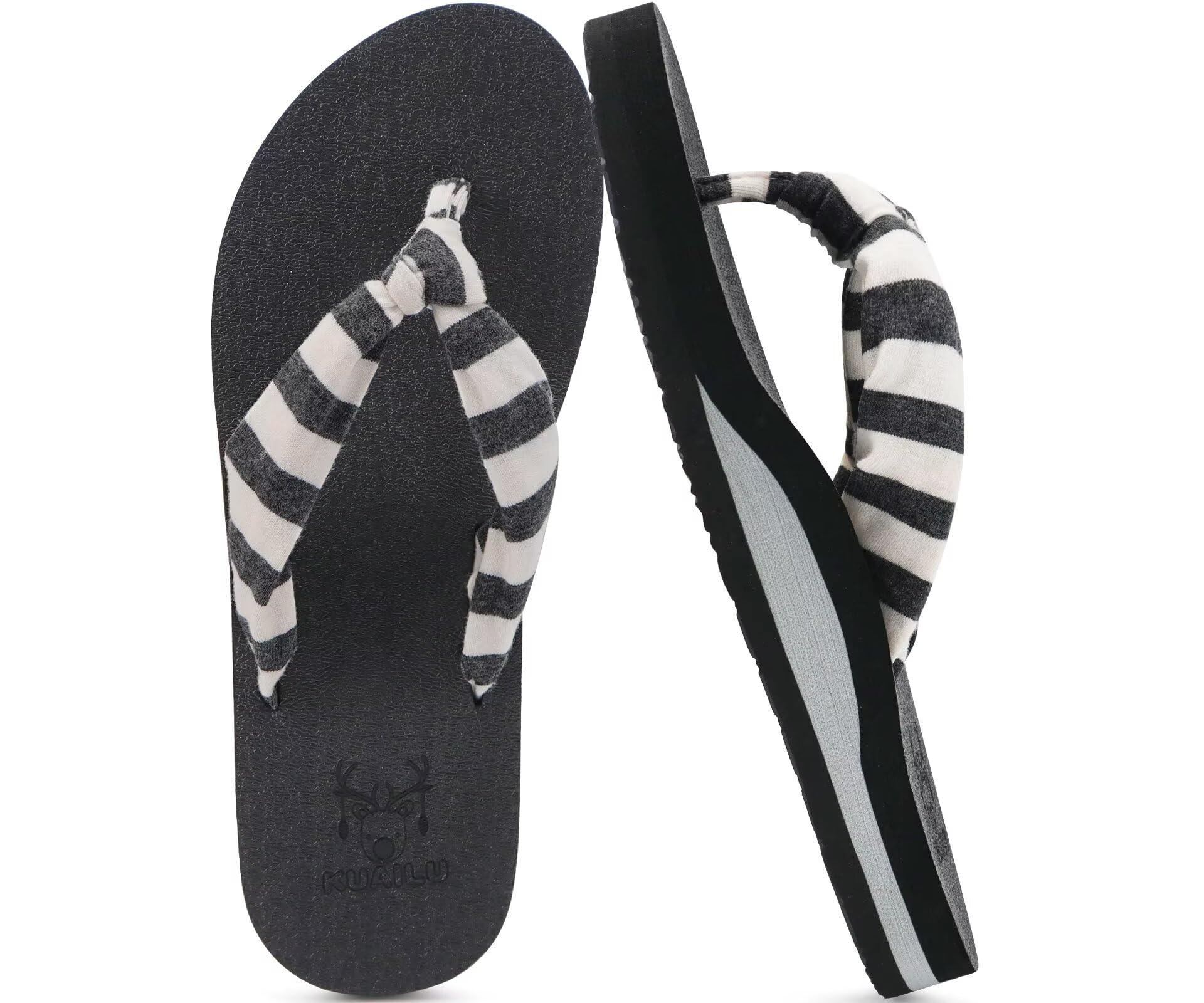 KuaiLu Flip Flops for Women with Arch Support Yoga Mat Comfortable Summer Beach Walking Thong Cushion Sandals Slip On Indoor Outdoor