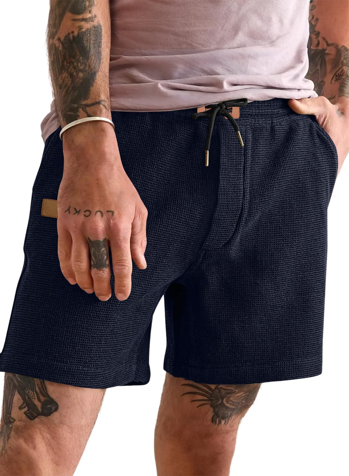 JMIERR Men's Casual 5"/ 7" Shorts Waffle Elastic Waist Drawstring Workout Running Jogging Beach Sweat Shorts with Pockets