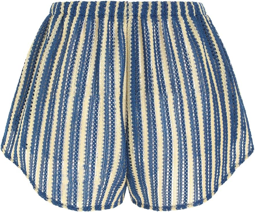 ZAFUL Crochet Cover Up Shorts for Women Beach Swimwear 2026 Boho High Waisted Drawstring Flowy Swim Bottom