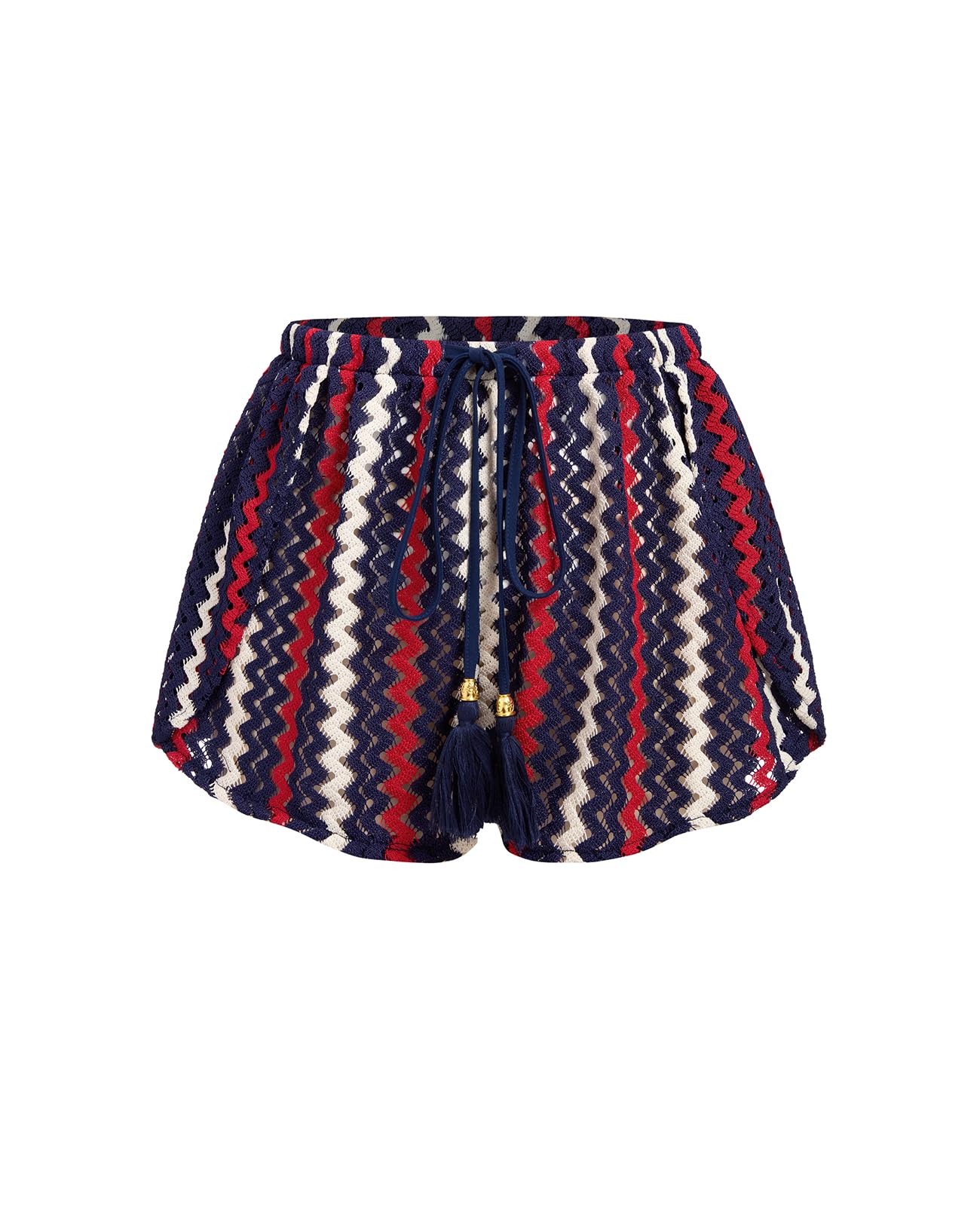 ZAFUL Crochet Cover Up Shorts for Women Beach Swimwear 2026 Boho High Waisted Drawstring Flowy Swim Bottom