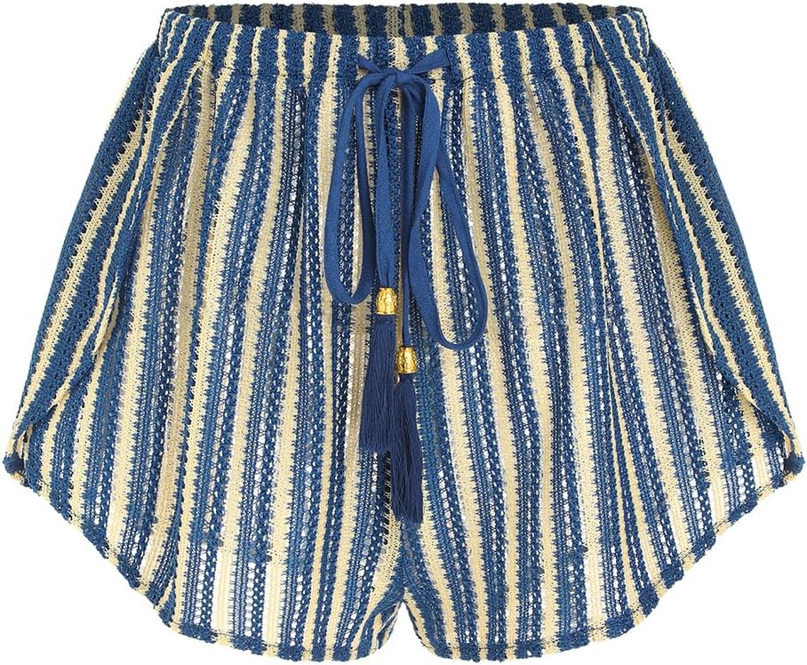 ZAFUL Crochet Cover Up Shorts for Women Beach Swimwear 2026 Boho High Waisted Drawstring Flowy Swim Bottom
