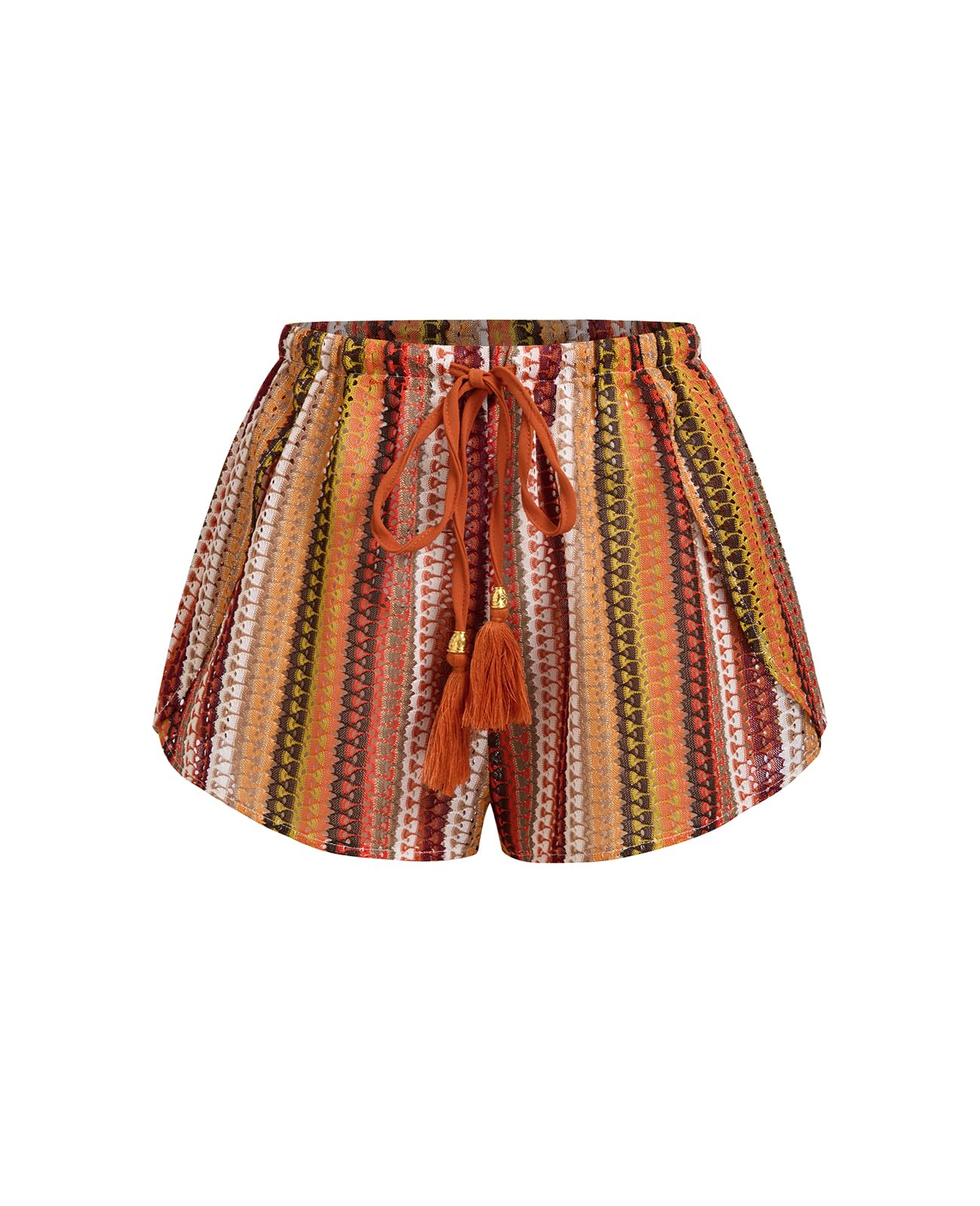 ZAFUL Crochet Cover Up Shorts for Women Beach Swimwear 2026 Boho High Waisted Drawstring Flowy Swim Bottom