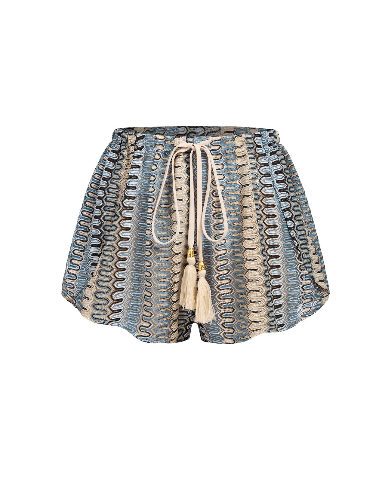 ZAFUL Crochet Cover Up Shorts for Women Beach Swimwear 2026 Boho High Waisted Drawstring Flowy Swim Bottom