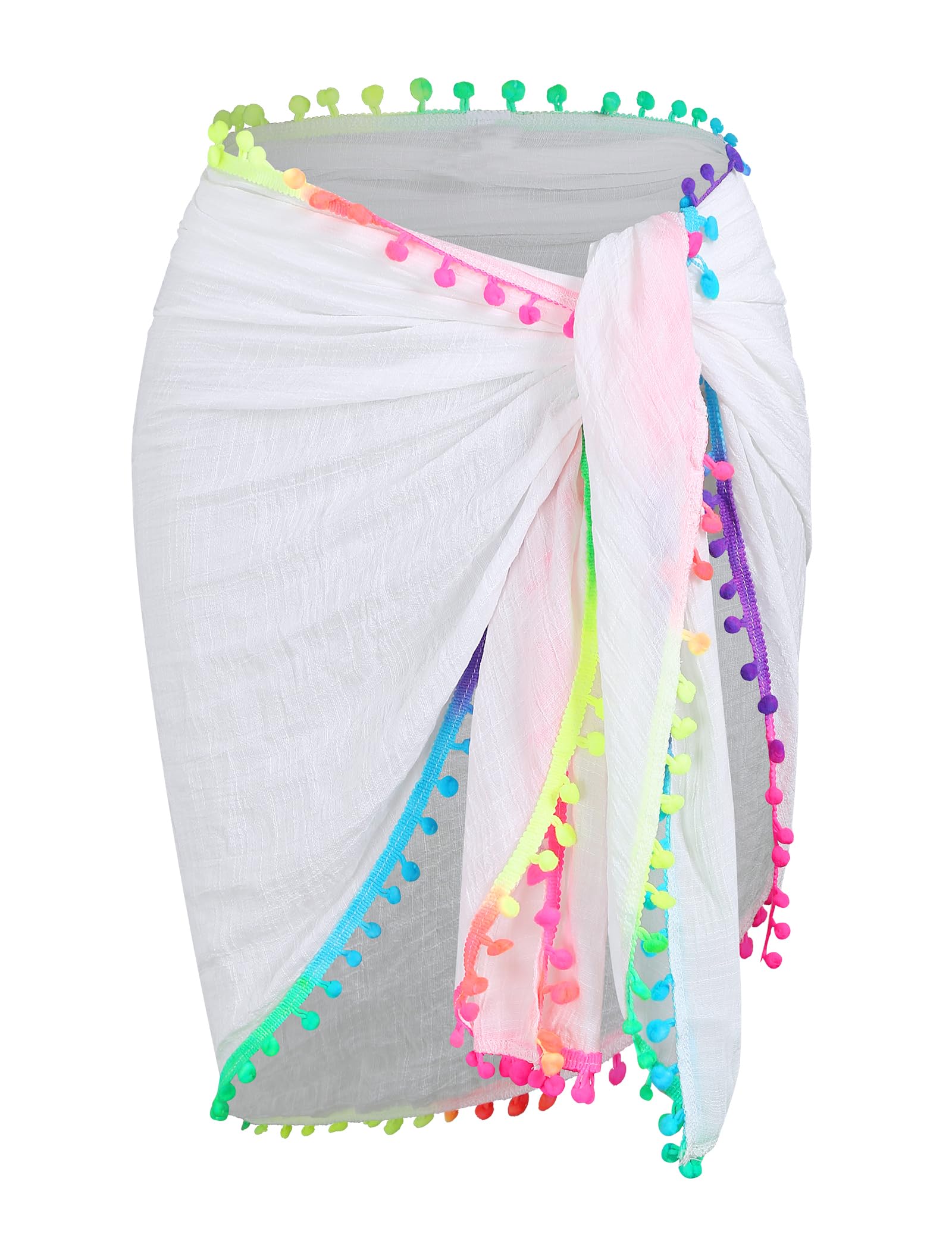ZAFUL Boho Beach Cover Ups for Women Sarong Coverups Sheer Bikini Chiffon Wraps Skirts for Swimwear