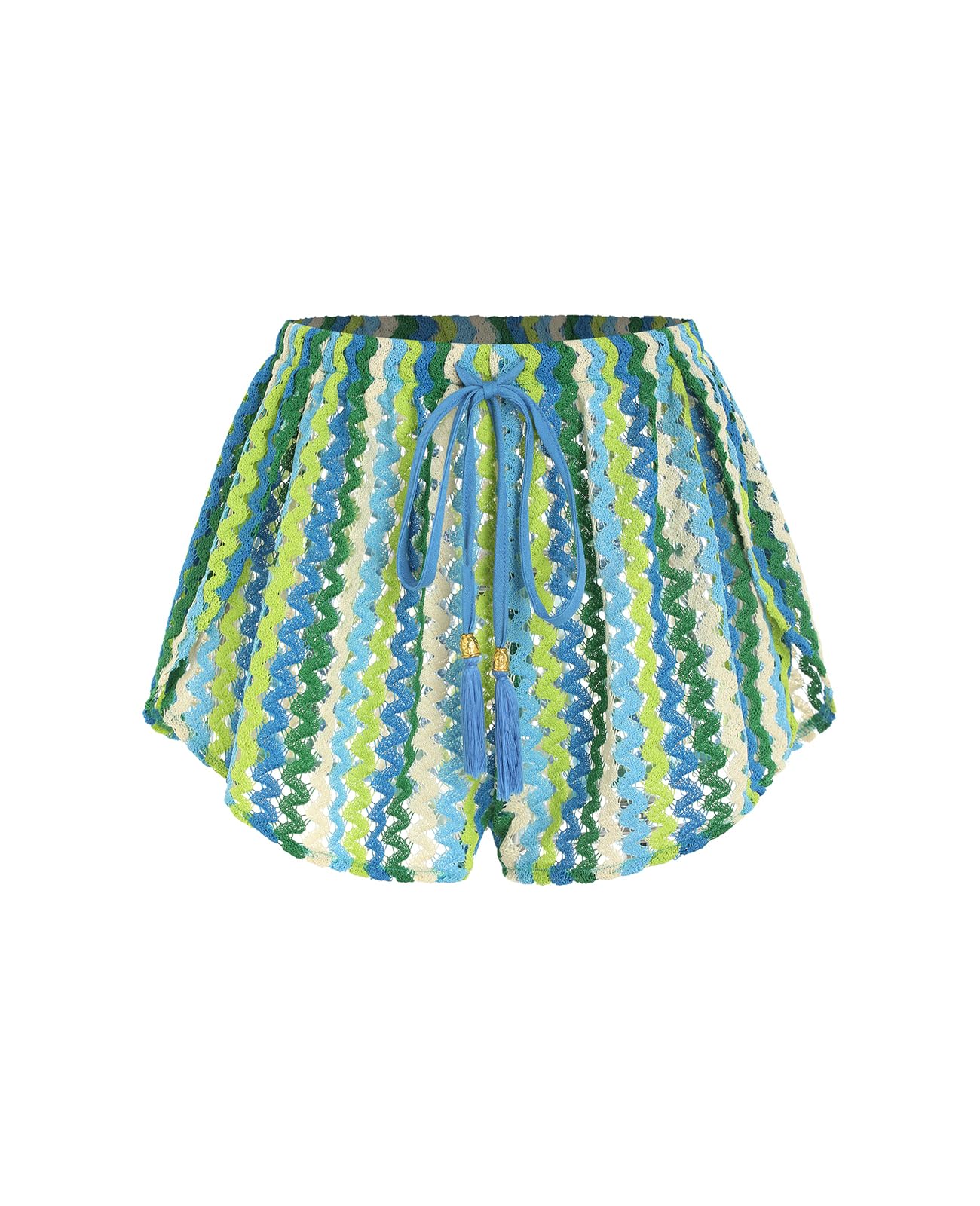ZAFUL Crochet Cover Up Shorts for Women Beach Swimwear 2026 Boho High Waisted Drawstring Flowy Swim Bottom