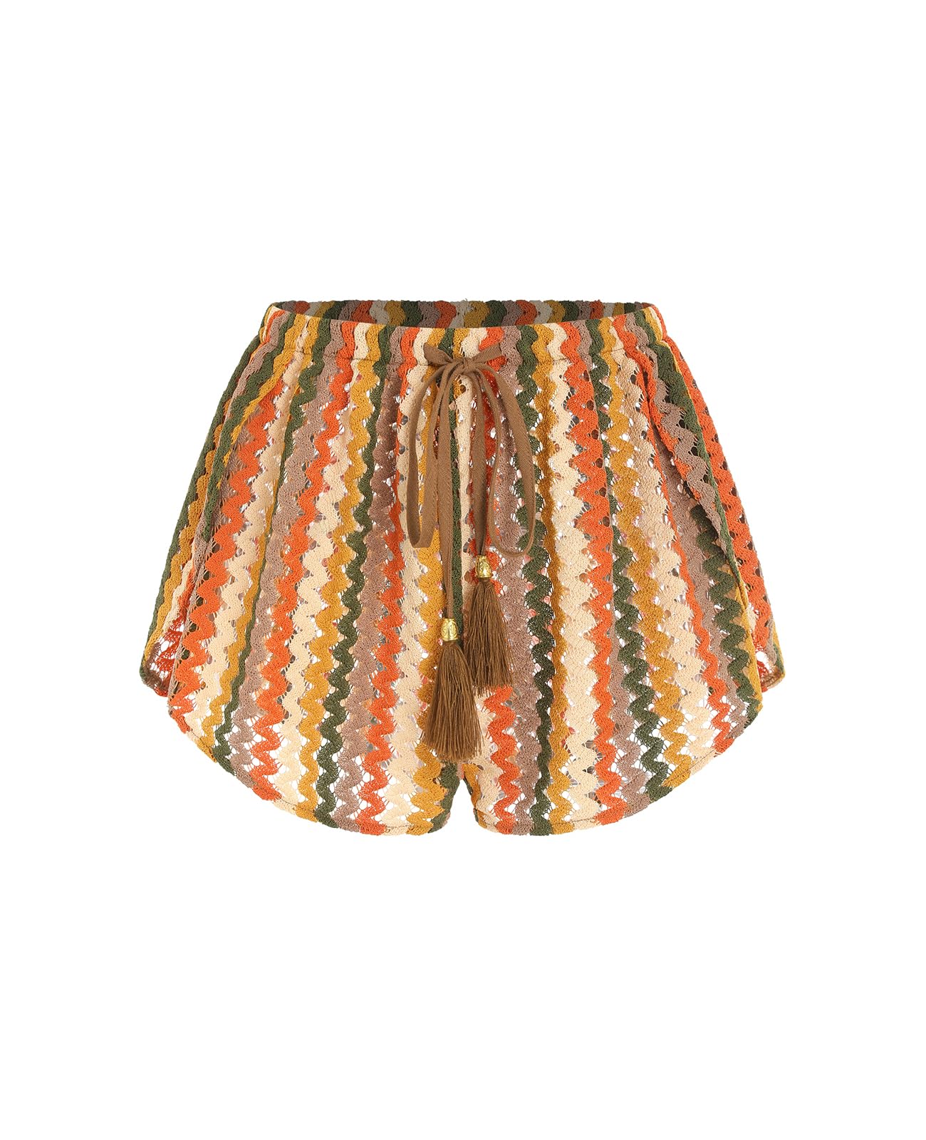 ZAFUL Crochet Cover Up Shorts for Women Beach Swimwear 2026 Boho High Waisted Drawstring Flowy Swim Bottom
