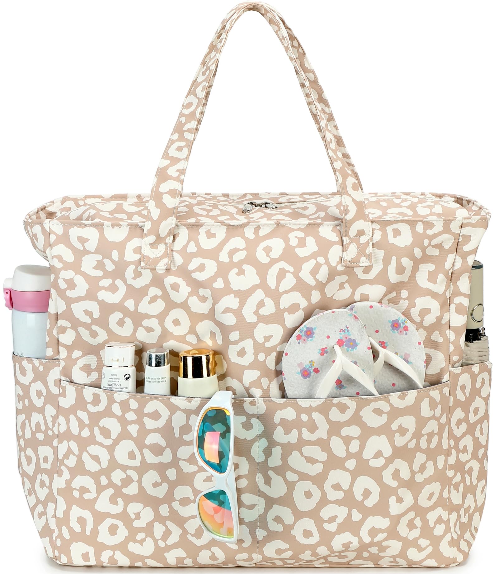 LEDAOU Large Beach Bag Women Waterproof Sandproof Zipper Beach Tote Pool Bag for Swim Gym Grocery Travel with Wet Pocket | Waterproof