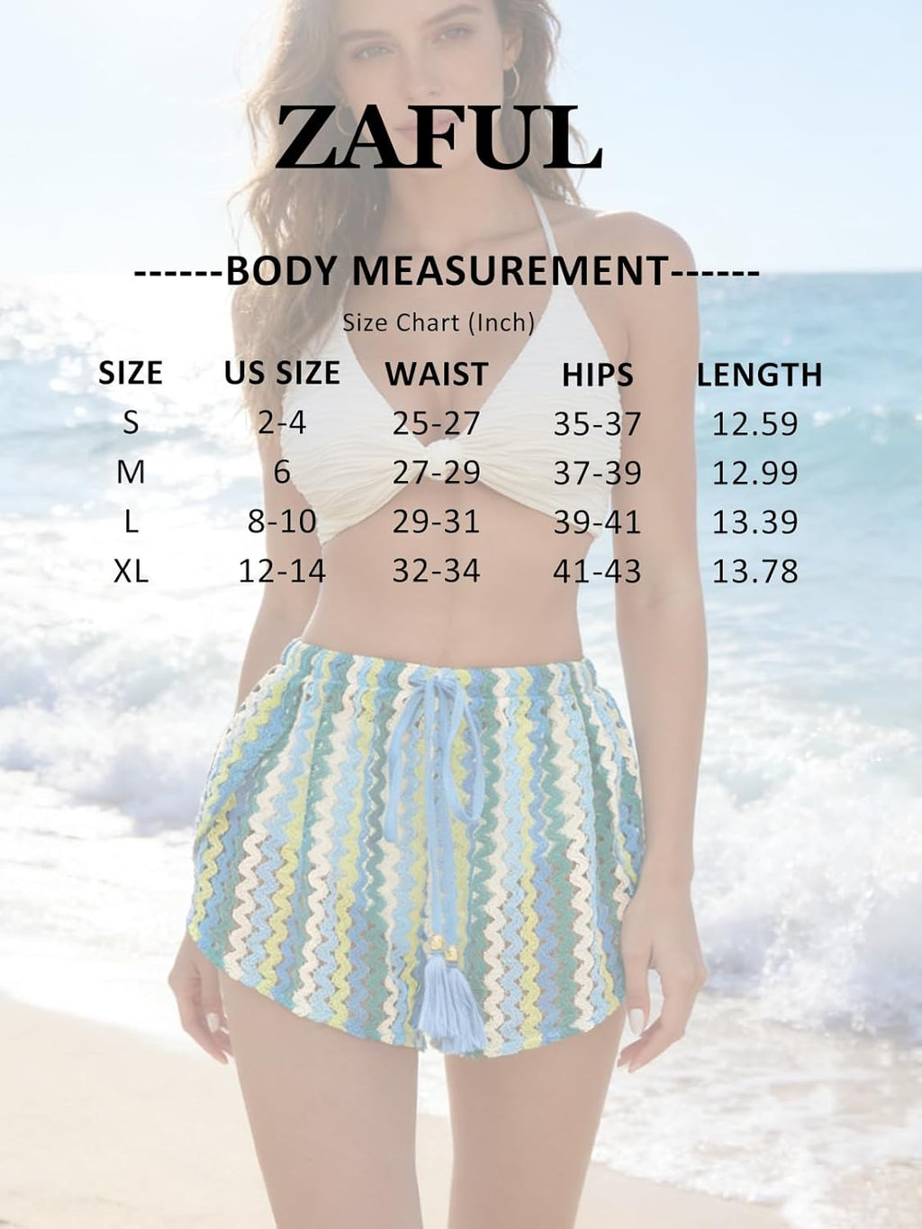 ZAFUL Crochet Cover Up Shorts for Women Beach Swimwear 2026 Boho High Waisted Drawstring Flowy Swim Bottom