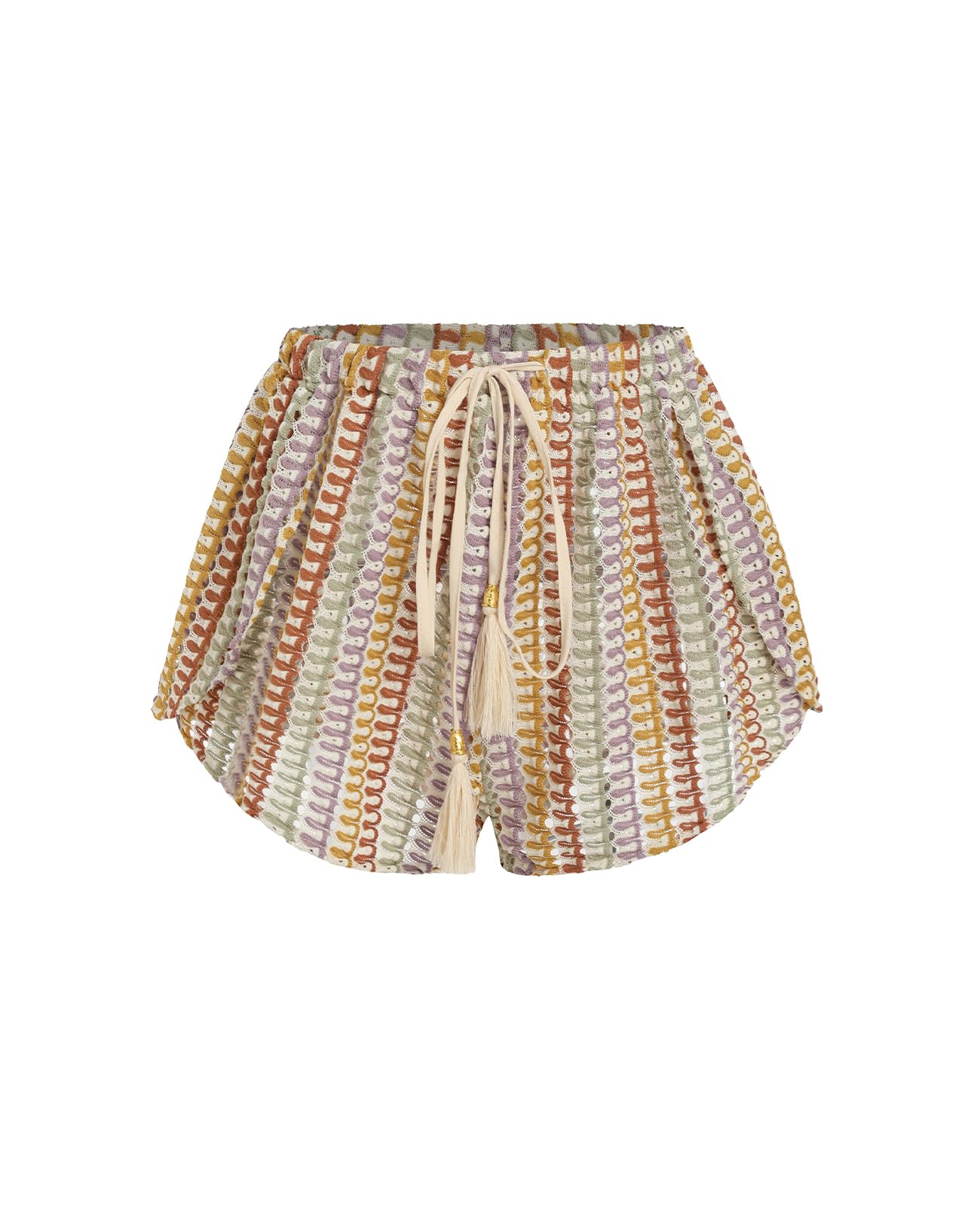 ZAFUL Crochet Cover Up Shorts for Women Beach Swimwear 2026 Boho High Waisted Drawstring Flowy Swim Bottom
