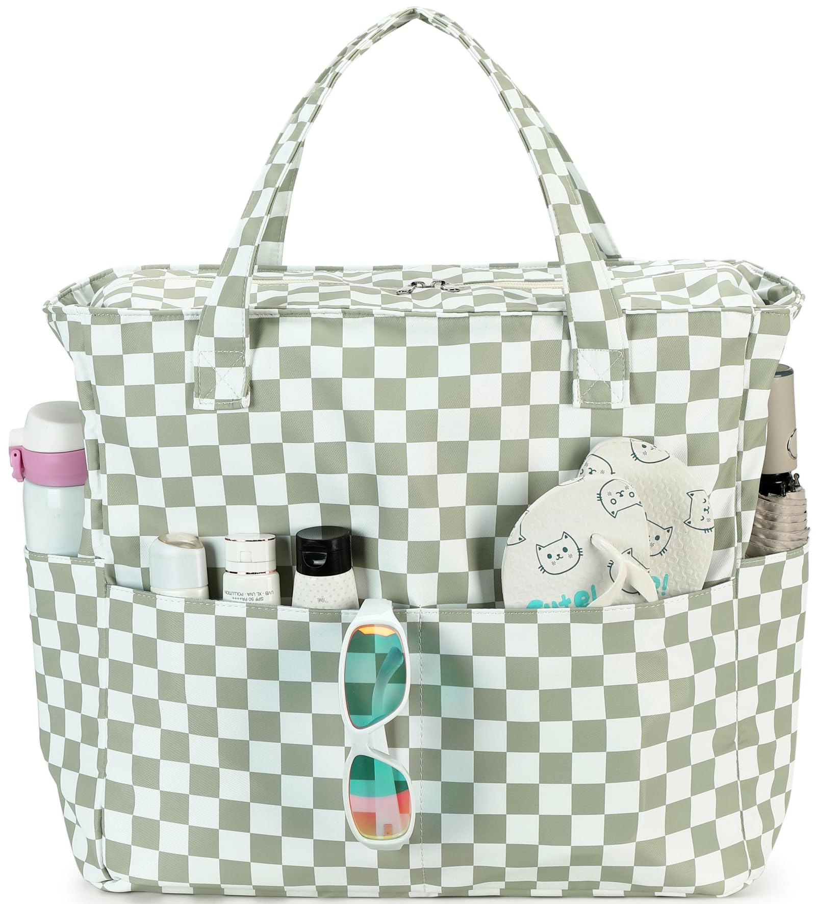 LEDAOU Large Beach Bag Women Waterproof Sandproof Zipper Beach Tote Pool Bag for Swim Gym Grocery Travel with Wet Pocket | Waterproof