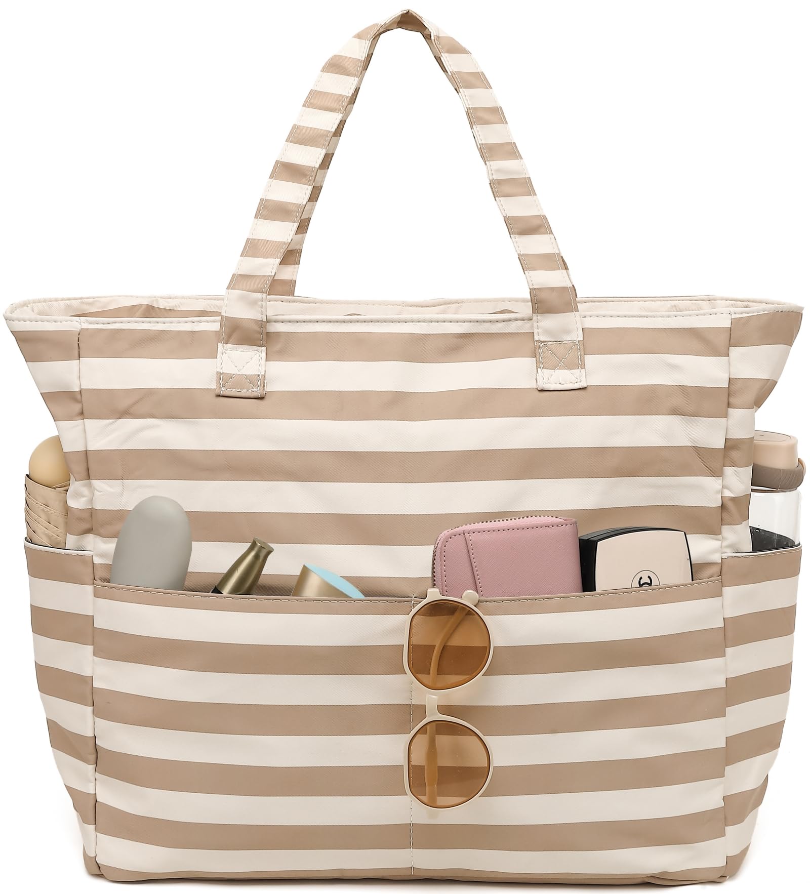 LEDAOU Large Beach Bag Women Waterproof Sandproof Zipper Beach Tote Pool Bag for Swim Gym Grocery Travel with Wet Pocket | Waterproof