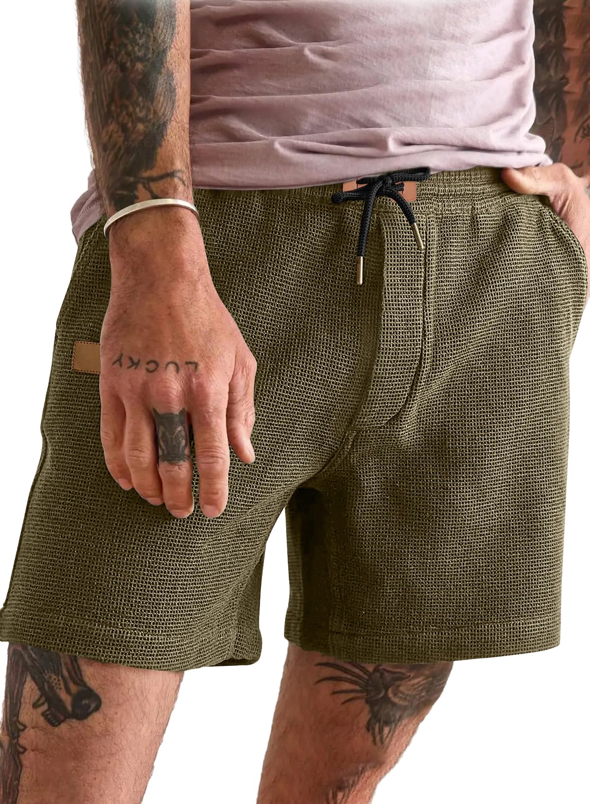 JMIERR Men's Casual 5"/ 7" Shorts Waffle Elastic Waist Drawstring Workout Running Jogging Beach Sweat Shorts with Pockets