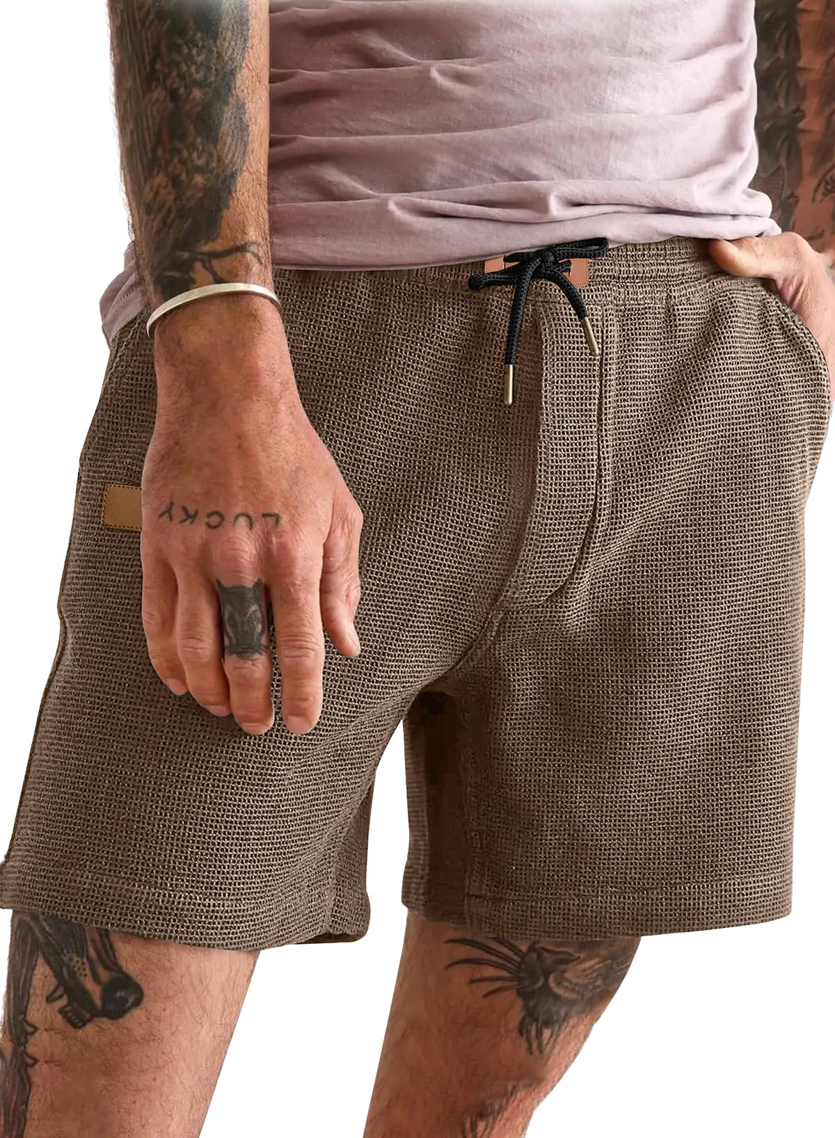 JMIERR Men's Casual 5"/ 7" Shorts Waffle Elastic Waist Drawstring Workout Running Jogging Beach Sweat Shorts with Pockets