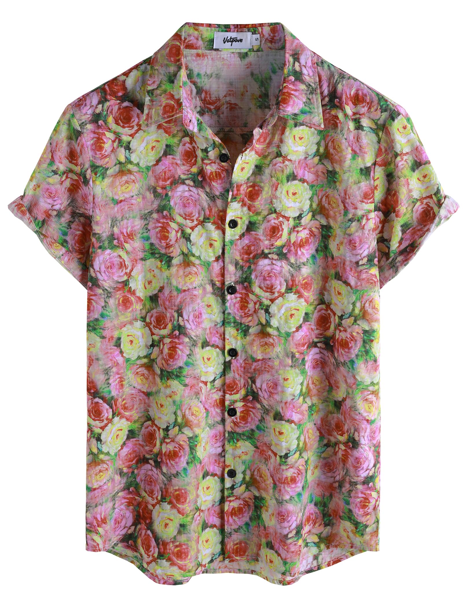 VATPAVE Mens Casual Hawaiian Floral Shirts Short Sleeve Button Down Tropical Shirts Beach Summer Shirts