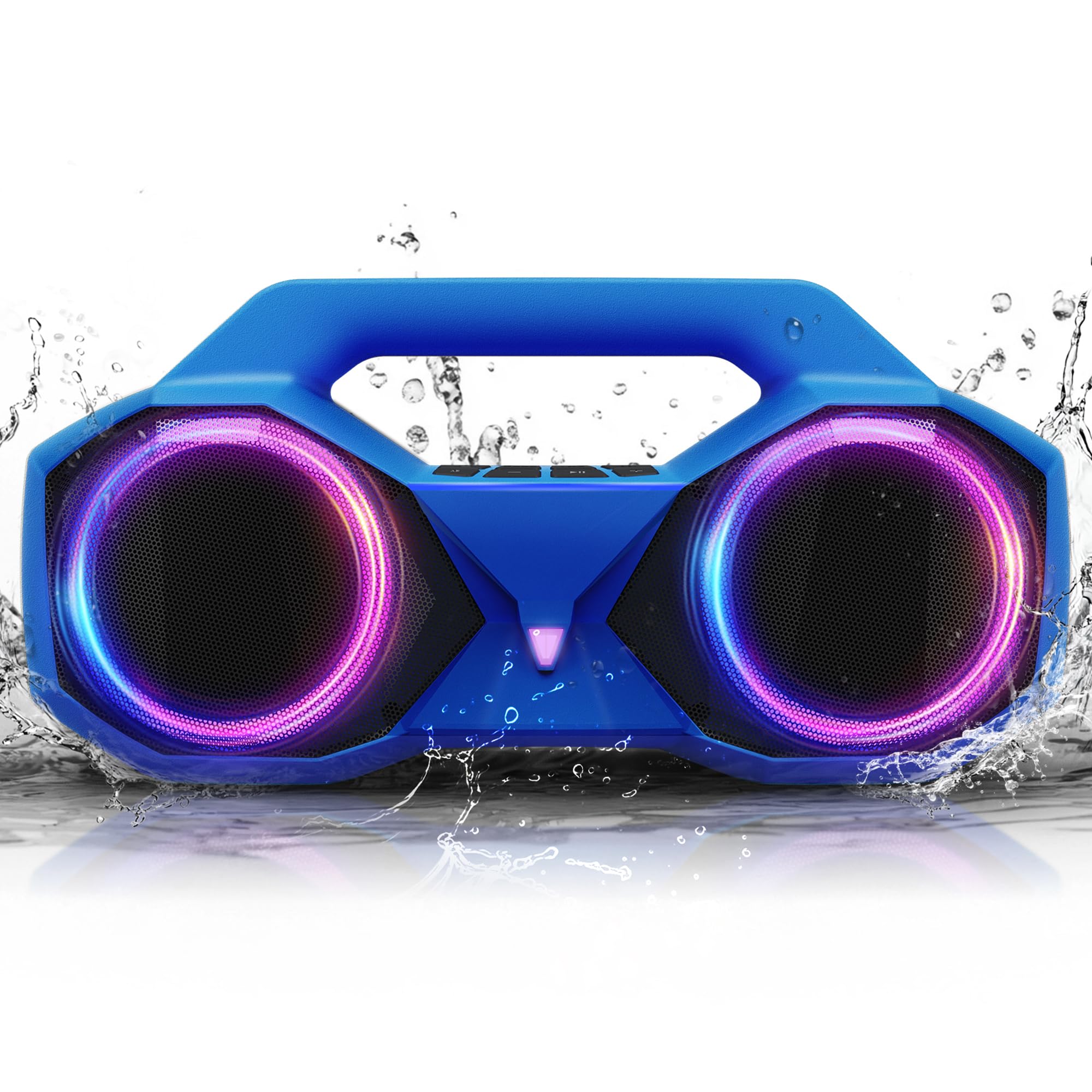OZJ Bluetooth Speaker 80W(Peak) Loud with Bass, 20H Playtime, IPX7 Waterproof, RGB Lights, TWS, Large Portable Wireless Speakers for Outdoor, Home, Party, Pool, Beach, Tailgating, Gym, Work (Orange)