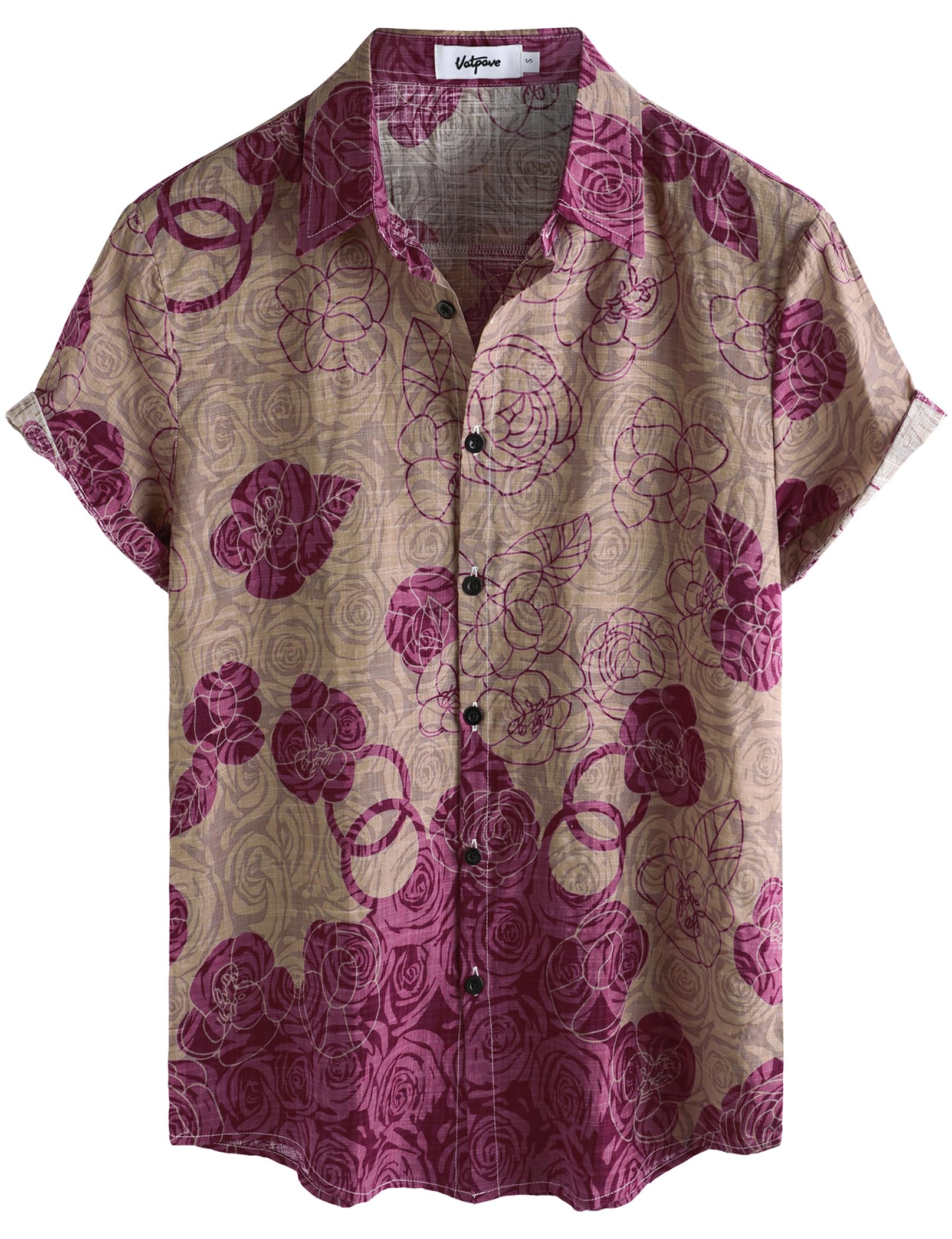 VATPAVE Mens Casual Hawaiian Floral Shirts Short Sleeve Button Down Tropical Shirts Beach Summer Shirts