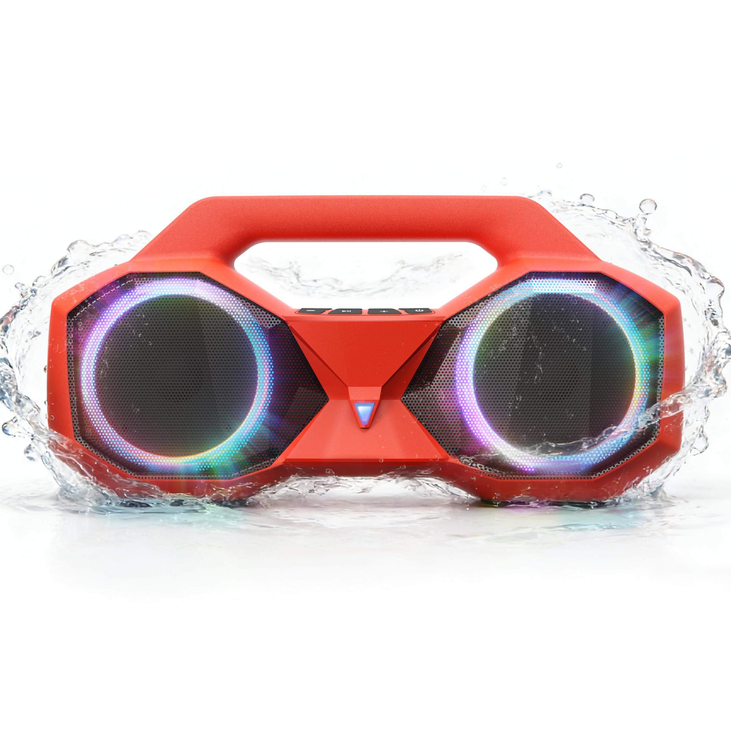 OZJ Bluetooth Speaker 80W(Peak) Loud with Bass, 20H Playtime, IPX7 Waterproof, RGB Lights, TWS, Large Portable Wireless Speakers for Outdoor, Home, Party, Pool, Beach, Tailgating, Gym, Work (Orange)