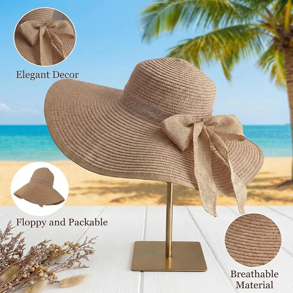 3 Pcs Summer Beach Set for Women Wide Brim Straw Sun Hat, Swimsuit Coverup Sarong, Heart Sunglasses