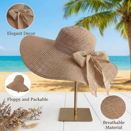 3 Pcs Summer Beach Set for Women Wide Brim Straw Sun Hat, Swimsuit Coverup Sarong, Heart Sunglasses