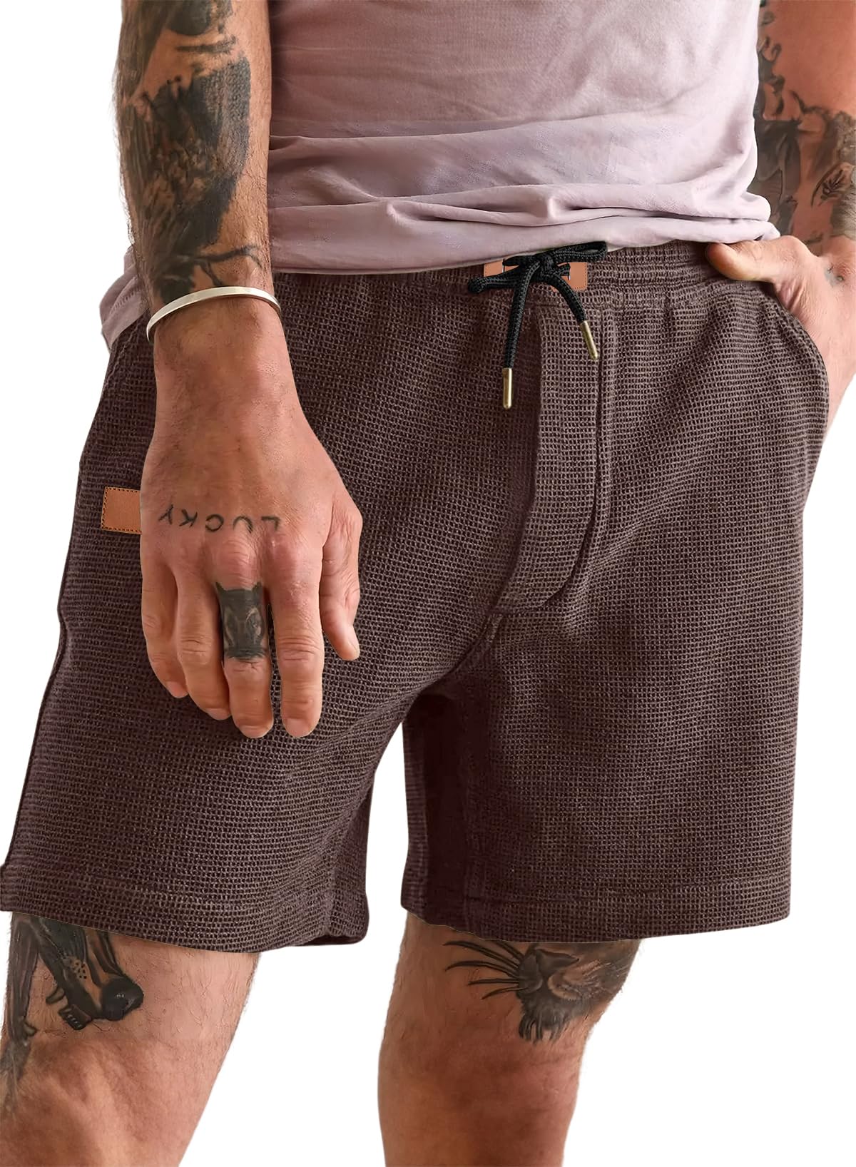 JMIERR Men's Casual 5"/ 7" Shorts Waffle Elastic Waist Drawstring Workout Running Jogging Beach Sweat Shorts with Pockets