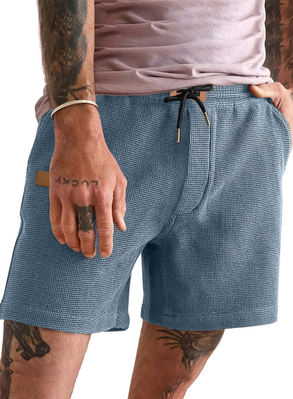 JMIERR Men's Casual 5"/ 7" Shorts Waffle Elastic Waist Drawstring Workout Running Jogging Beach Sweat Shorts with Pockets