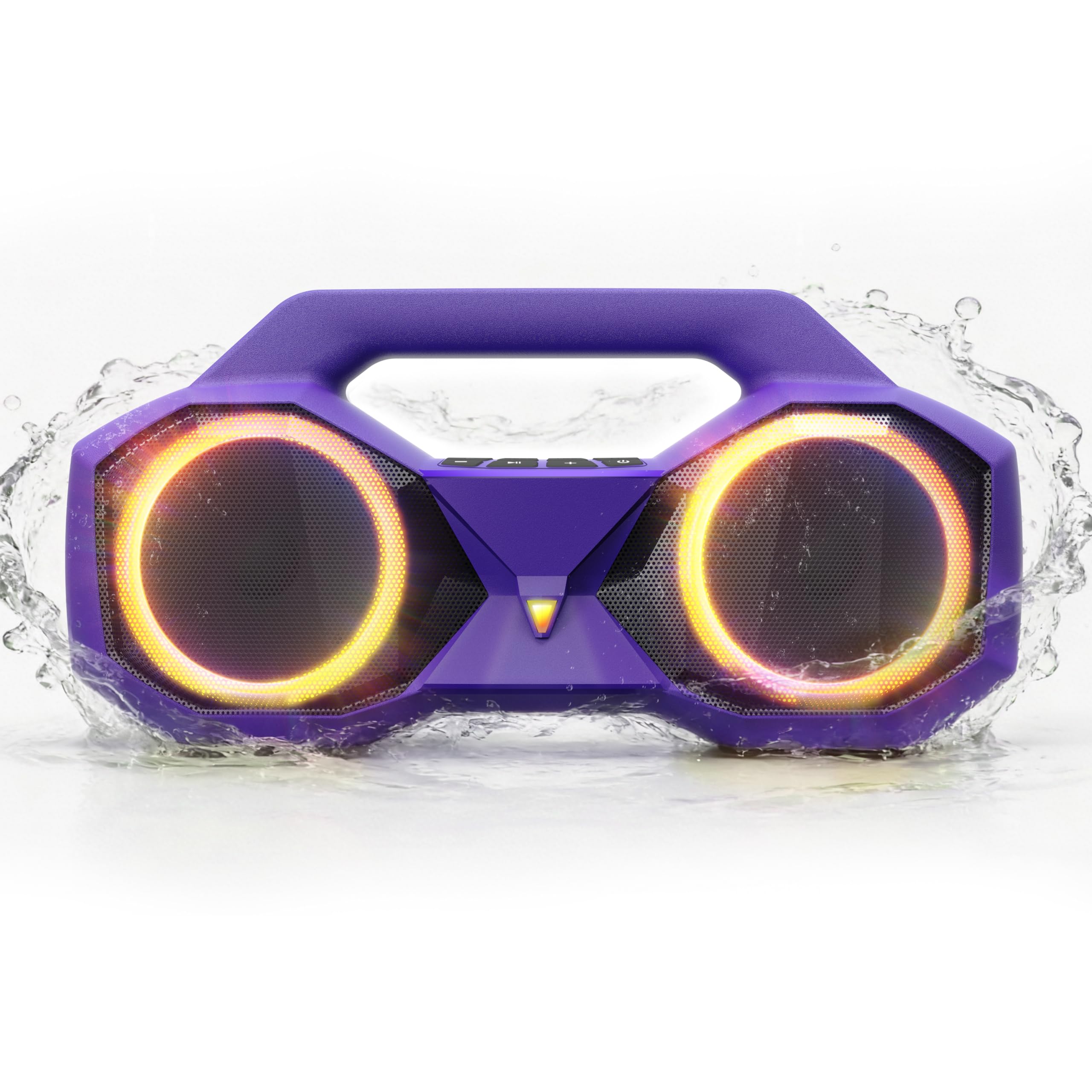 OZJ Bluetooth Speaker 80W(Peak) Loud with Bass, 20H Playtime, IPX7 Waterproof, RGB Lights, TWS, Large Portable Wireless Speakers for Outdoor, Home, Party, Pool, Beach, Tailgating, Gym, Work (Orange)