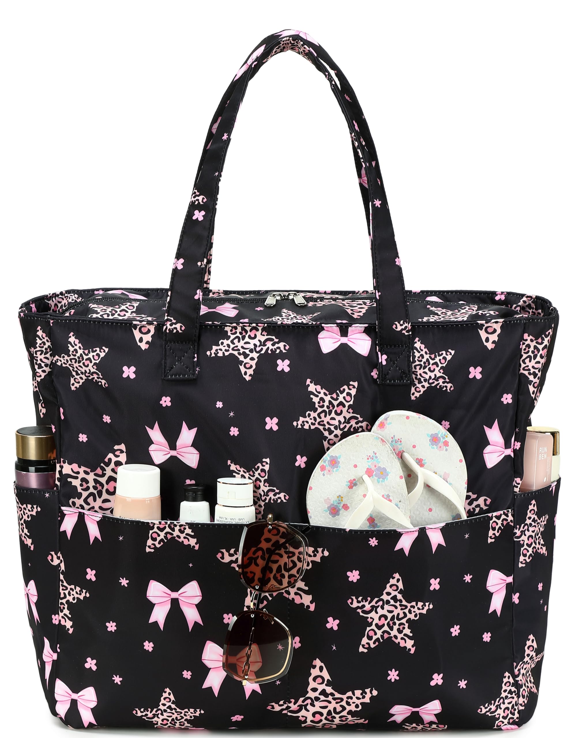 LEDAOU Large Beach Bag Women Waterproof Sandproof Zipper Beach Tote Pool Bag for Swim Gym Grocery Travel with Wet Pocket | Waterproof