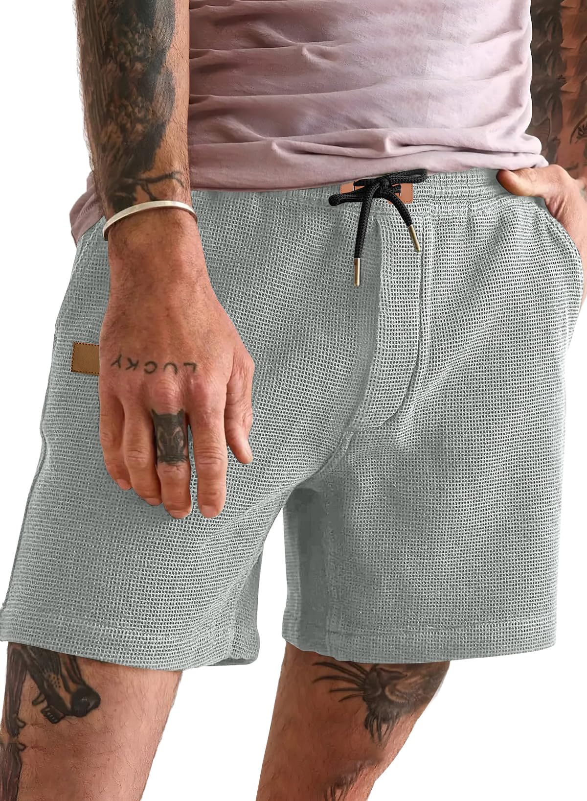 JMIERR Men's Casual 5"/ 7" Shorts Waffle Elastic Waist Drawstring Workout Running Jogging Beach Sweat Shorts with Pockets