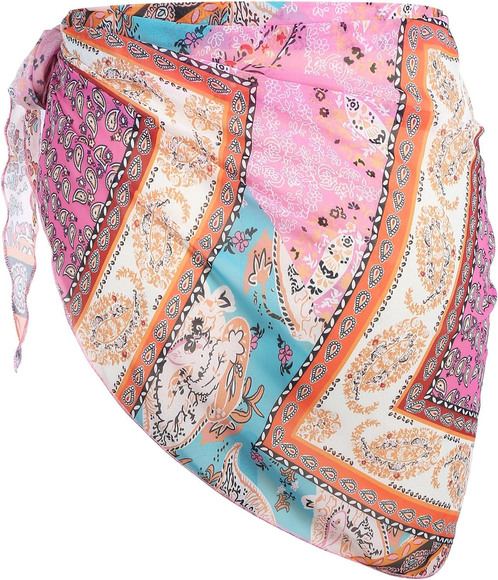 ZAFUL Boho Beach Cover Ups for Women Sarong Coverups Sheer Bikini Chiffon Wraps Skirts for Swimwear