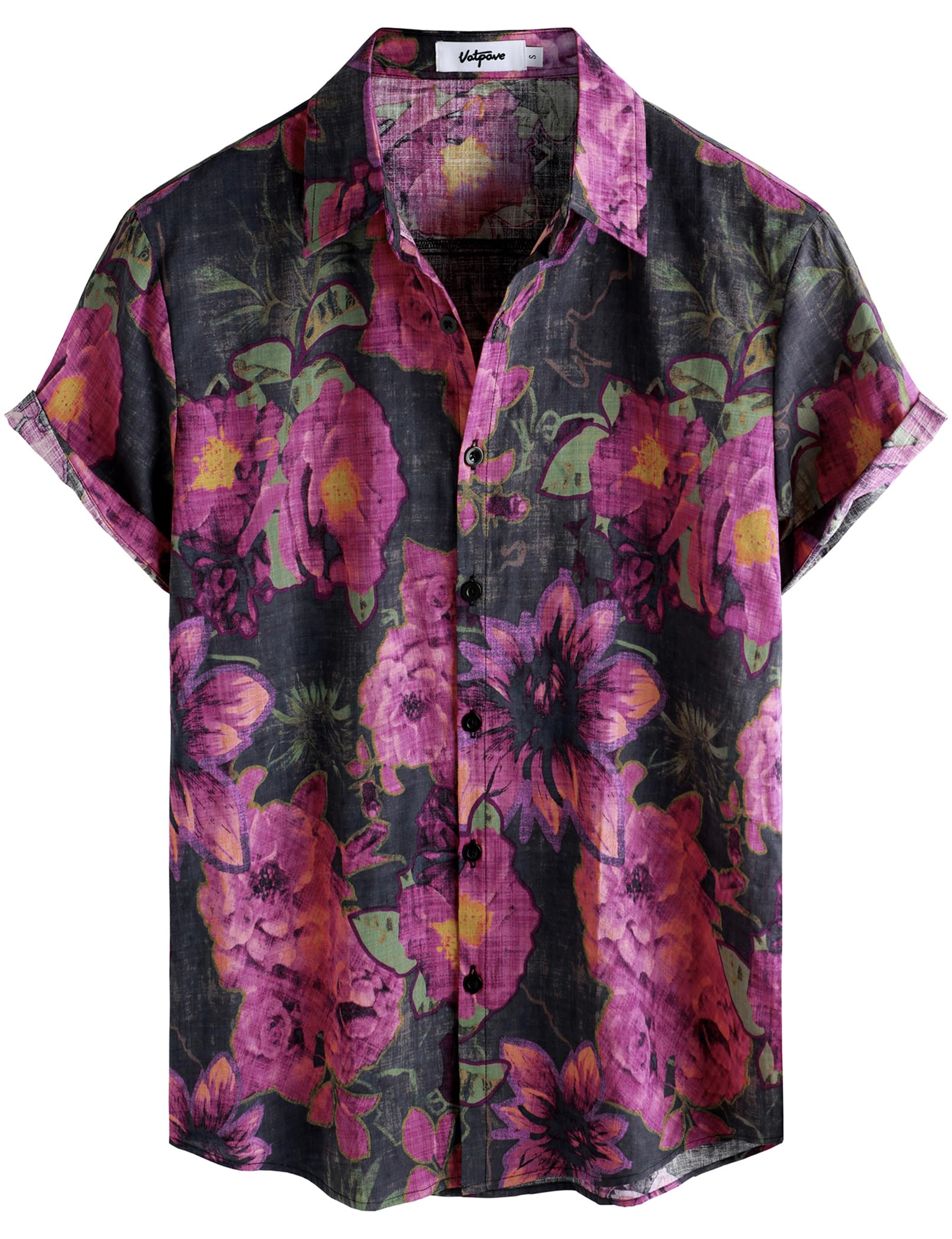 VATPAVE Mens Casual Hawaiian Floral Shirts Short Sleeve Button Down Tropical Shirts Beach Summer Shirts