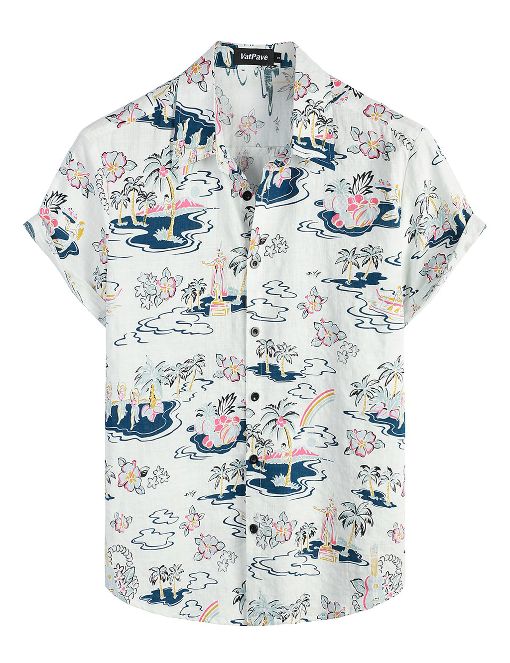 VATPAVE Mens Casual Hawaiian Floral Shirts Short Sleeve Button Down Tropical Shirts Beach Summer Shirts