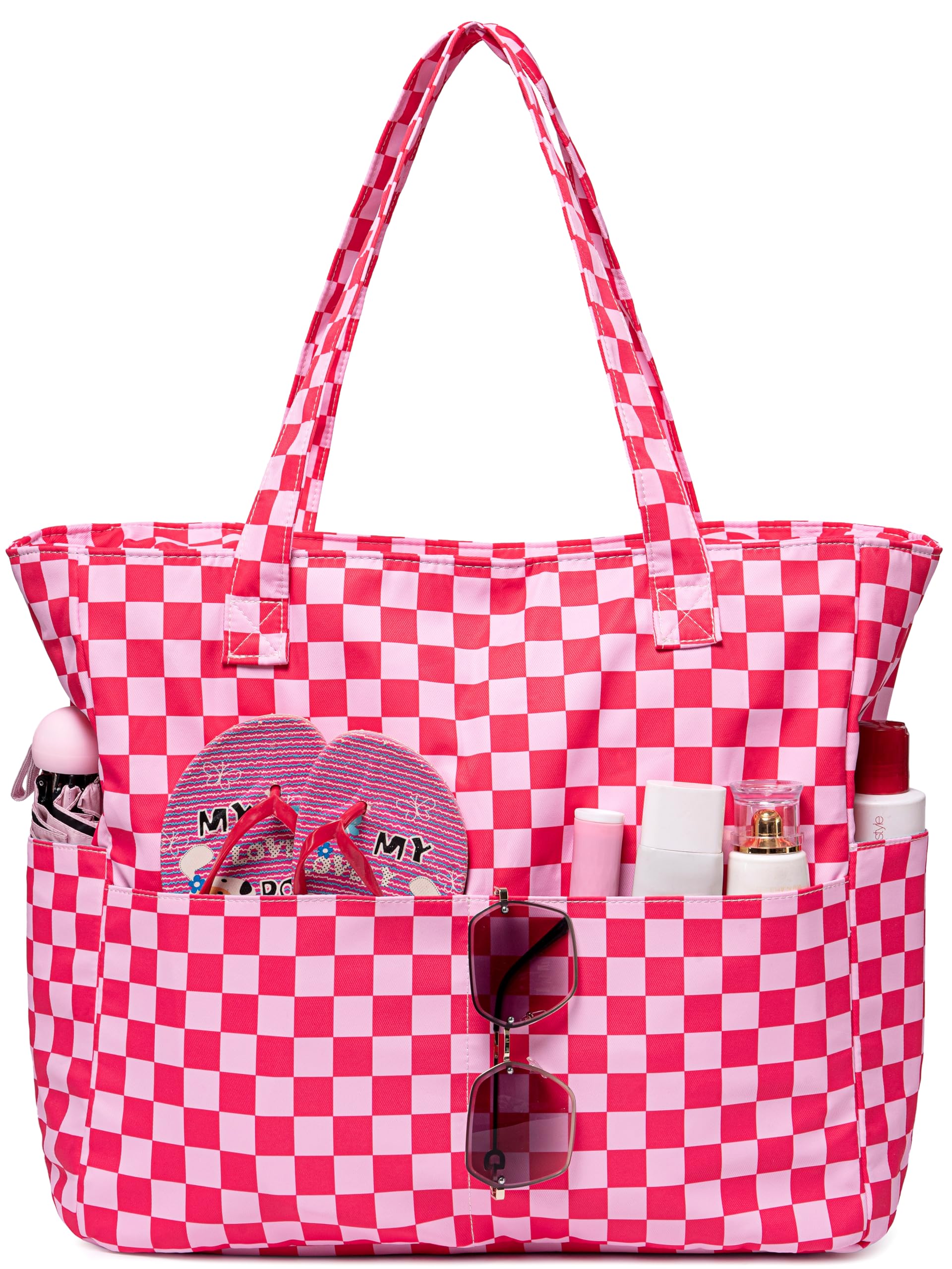 LEDAOU Large Beach Bag Women Waterproof Sandproof Zipper Beach Tote Pool Bag for Swim Gym Grocery Travel with Wet Pocket | Waterproof