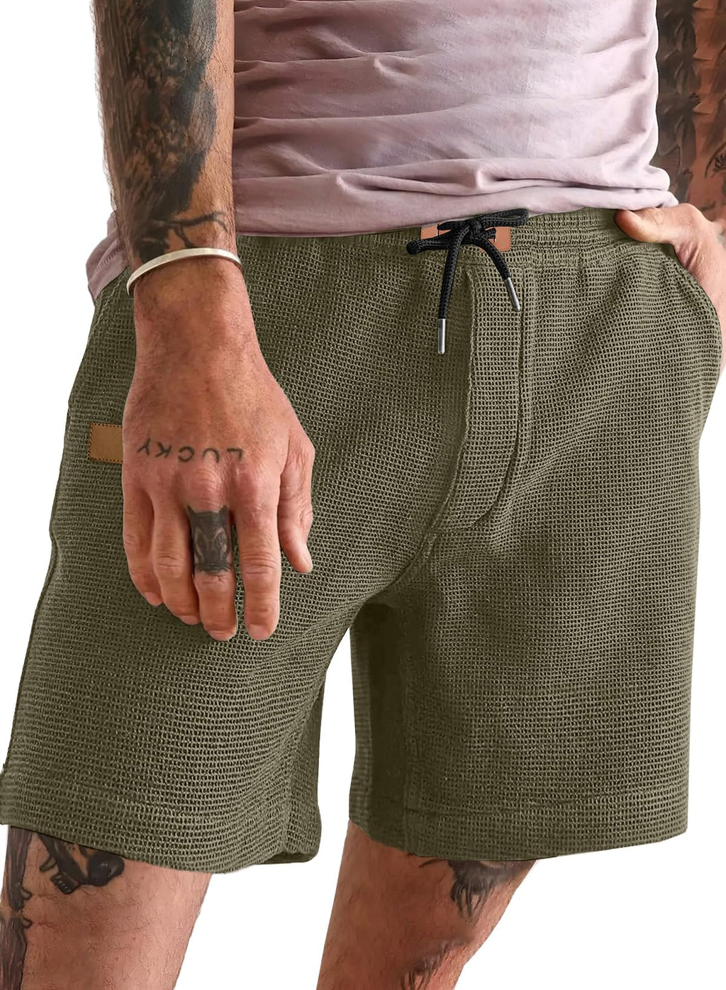 JMIERR Men's Casual 5"/ 7" Shorts Waffle Elastic Waist Drawstring Workout Running Jogging Beach Sweat Shorts with Pockets