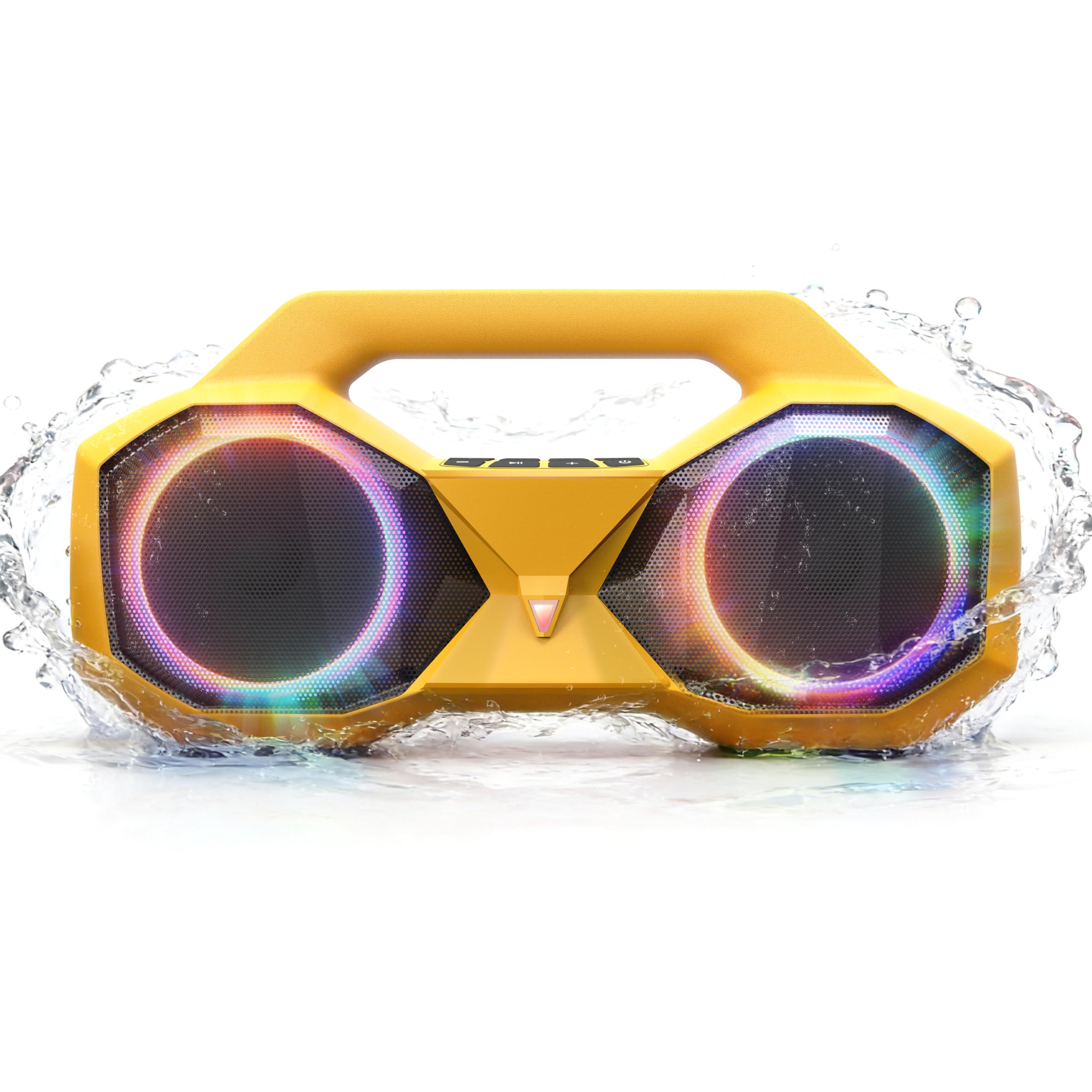 OZJ Bluetooth Speaker 80W(Peak) Loud with Bass, 20H Playtime, IPX7 Waterproof, RGB Lights, TWS, Large Portable Wireless Speakers for Outdoor, Home, Party, Pool, Beach, Tailgating, Gym, Work (Orange)