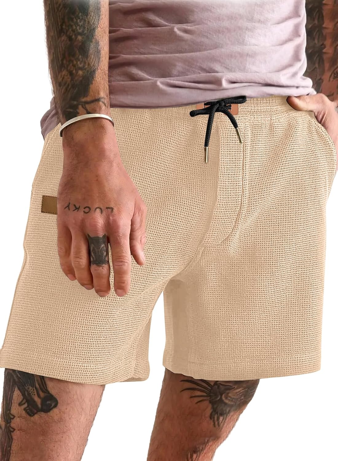 JMIERR Men's Casual 5"/ 7" Shorts Waffle Elastic Waist Drawstring Workout Running Jogging Beach Sweat Shorts with Pockets