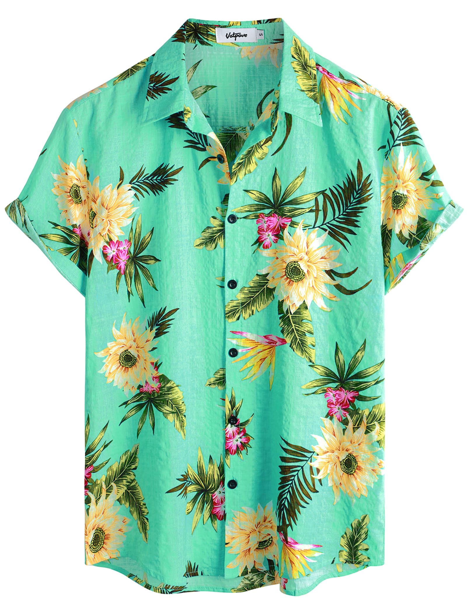 VATPAVE Mens Casual Hawaiian Floral Shirts Short Sleeve Button Down Tropical Shirts Beach Summer Shirts