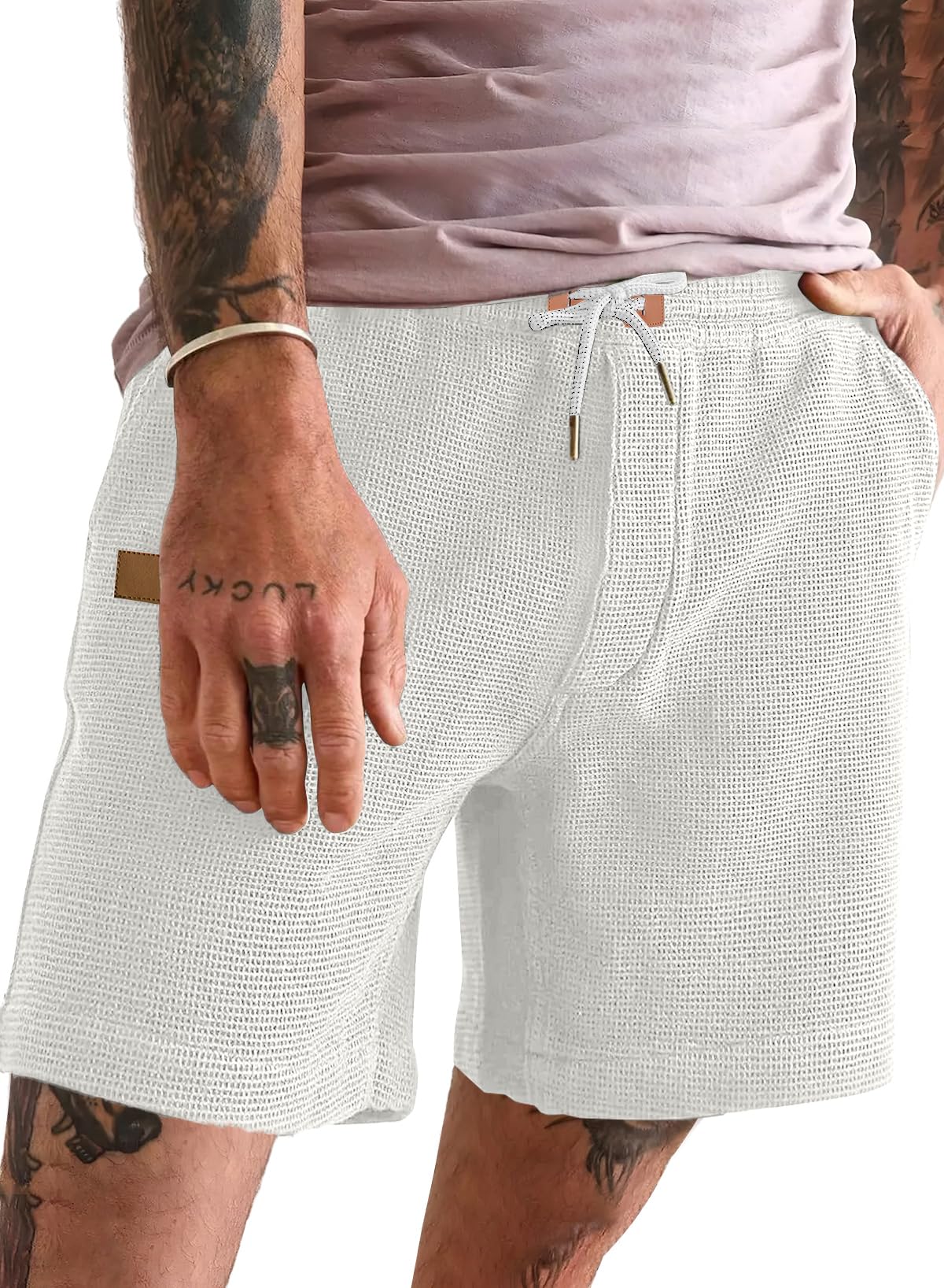 JMIERR Men's Casual 5"/ 7" Shorts Waffle Elastic Waist Drawstring Workout Running Jogging Beach Sweat Shorts with Pockets