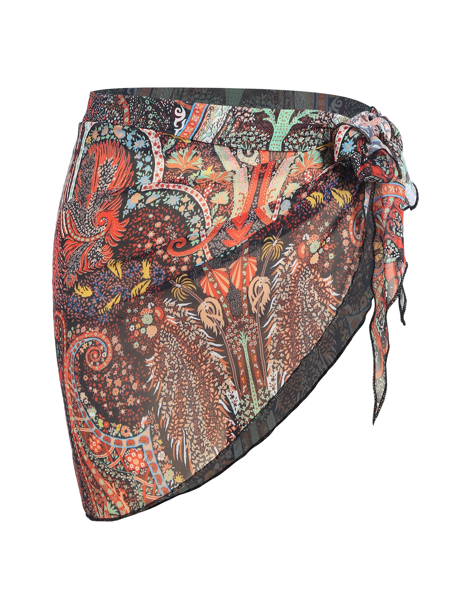ZAFUL Boho Beach Cover Ups for Women Sarong Coverups Sheer Bikini Chiffon Wraps Skirts for Swimwear