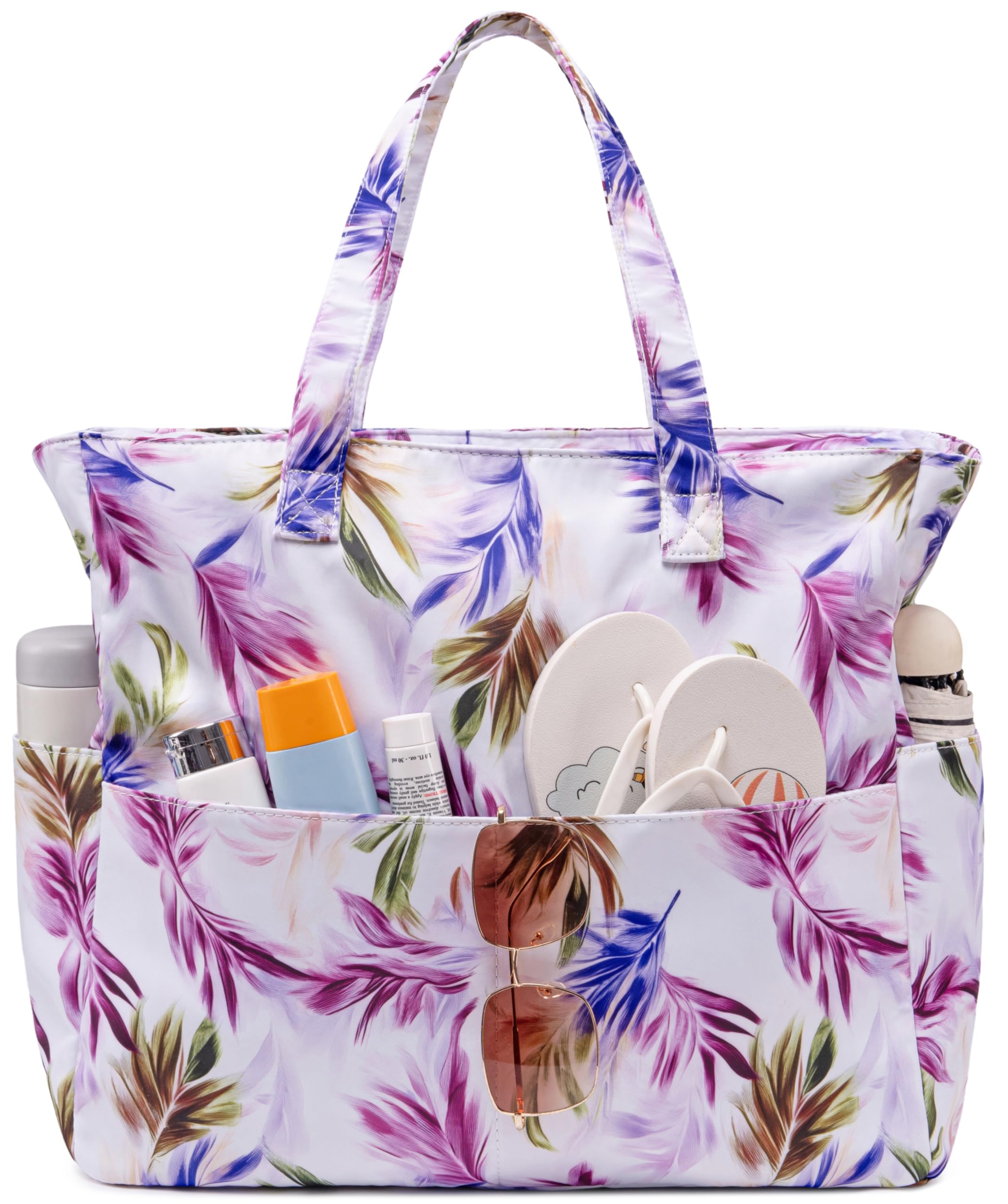 LEDAOU Large Beach Bag Women Waterproof Sandproof Zipper Beach Tote Pool Bag for Swim Gym Grocery Travel with Wet Pocket | Waterproof