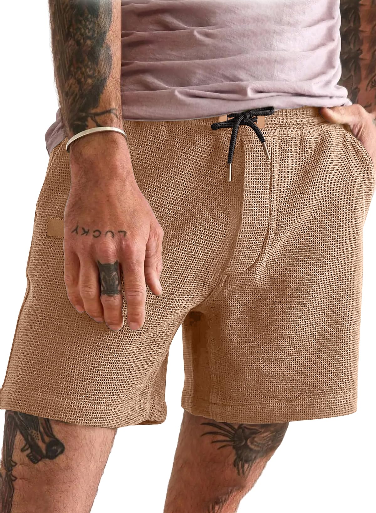 JMIERR Men's Casual 5"/ 7" Shorts Waffle Elastic Waist Drawstring Workout Running Jogging Beach Sweat Shorts with Pockets