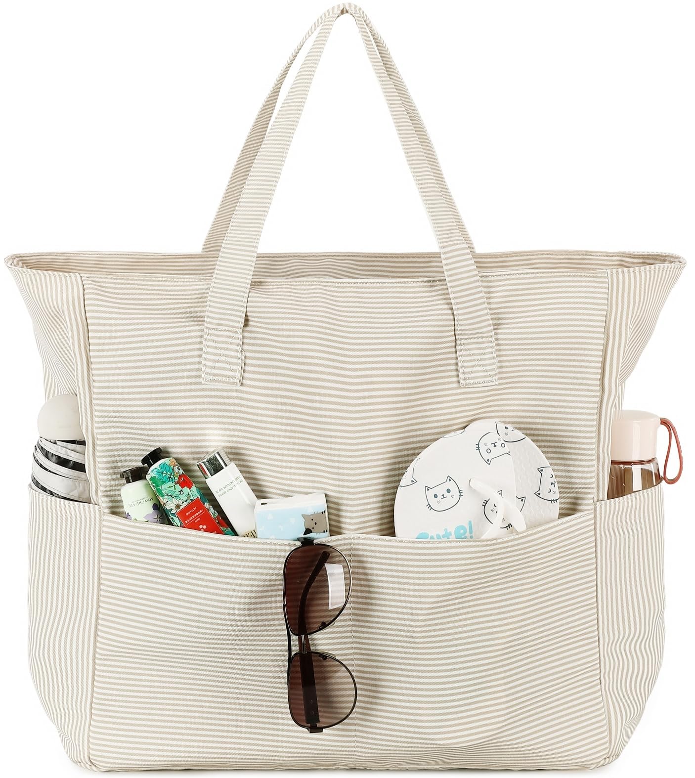 LEDAOU Large Beach Bag Women Waterproof Sandproof Zipper Beach Tote Pool Bag for Swim Gym Grocery Travel with Wet Pocket | Waterproof