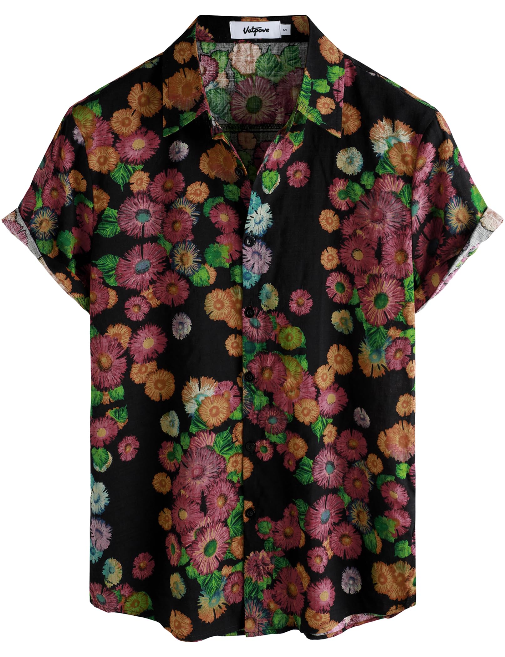VATPAVE Mens Casual Hawaiian Floral Shirts Short Sleeve Button Down Tropical Shirts Beach Summer Shirts