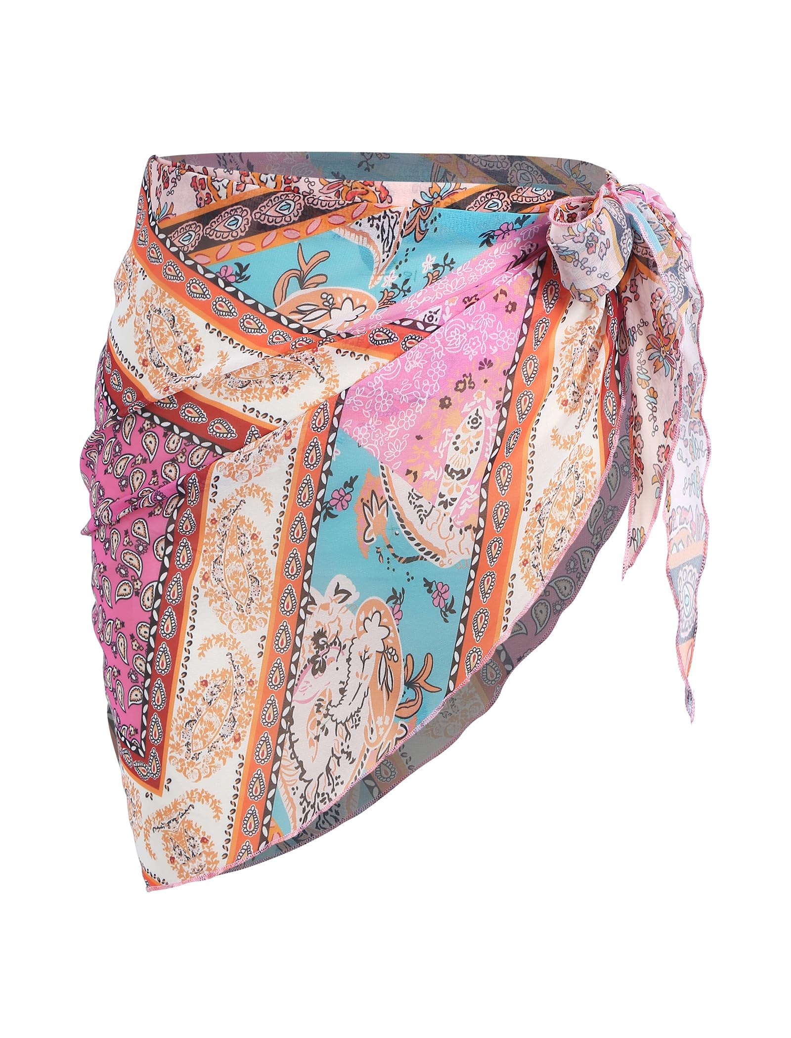 ZAFUL Boho Beach Cover Ups for Women Sarong Coverups Sheer Bikini Chiffon Wraps Skirts for Swimwear